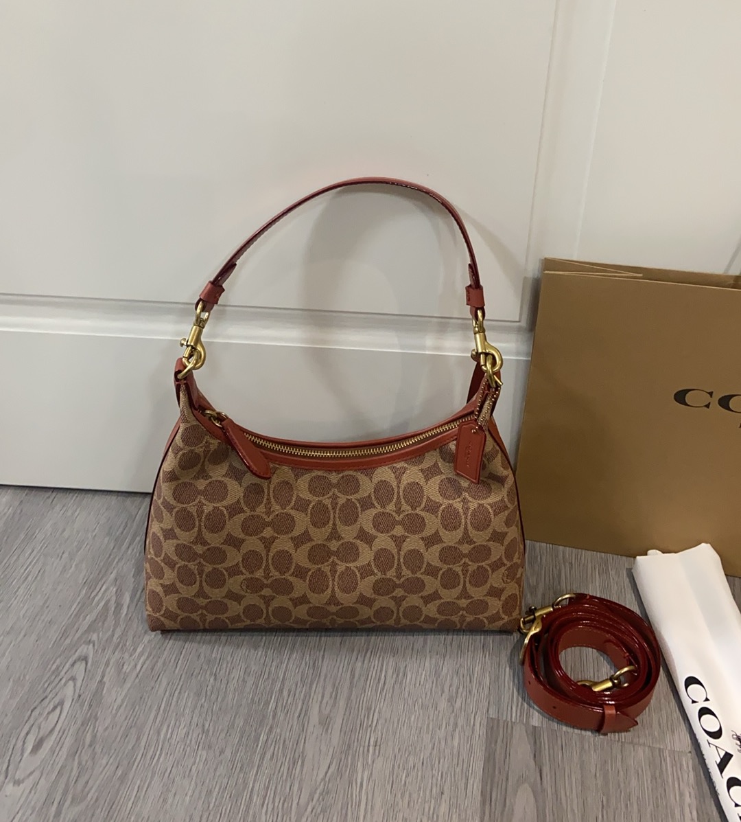 Coach Coach 2025NEW CAM23新品 抢先看 Juliet 焦糖色老花腋下斜