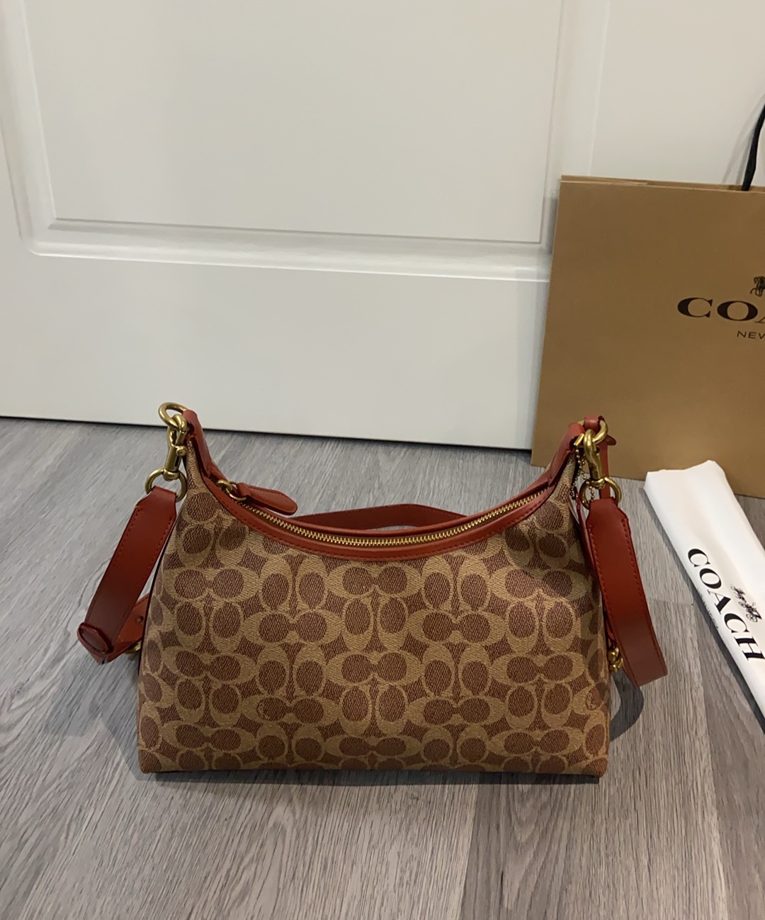 Coach Coach 2025NEW CAM23新品 抢先看 Juliet 焦糖色老花腋下斜