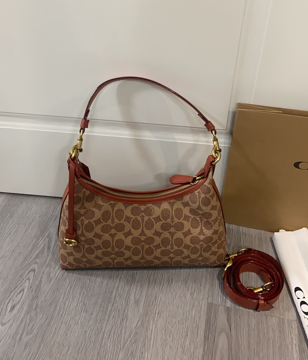 Coach Coach 2025NEW CAM23新品 抢先看 Juliet 焦糖色老花腋下斜