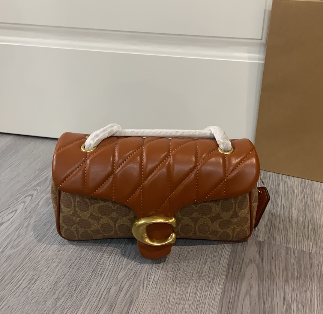 New Coach 2025 Tabby CY815 CY816 Y available in sizes 20 and 26. The new color-blocked quilting Tabby 20 is reminiscent of Chanel, with a beautiful chain strap. Very stylish and versatile. image 1