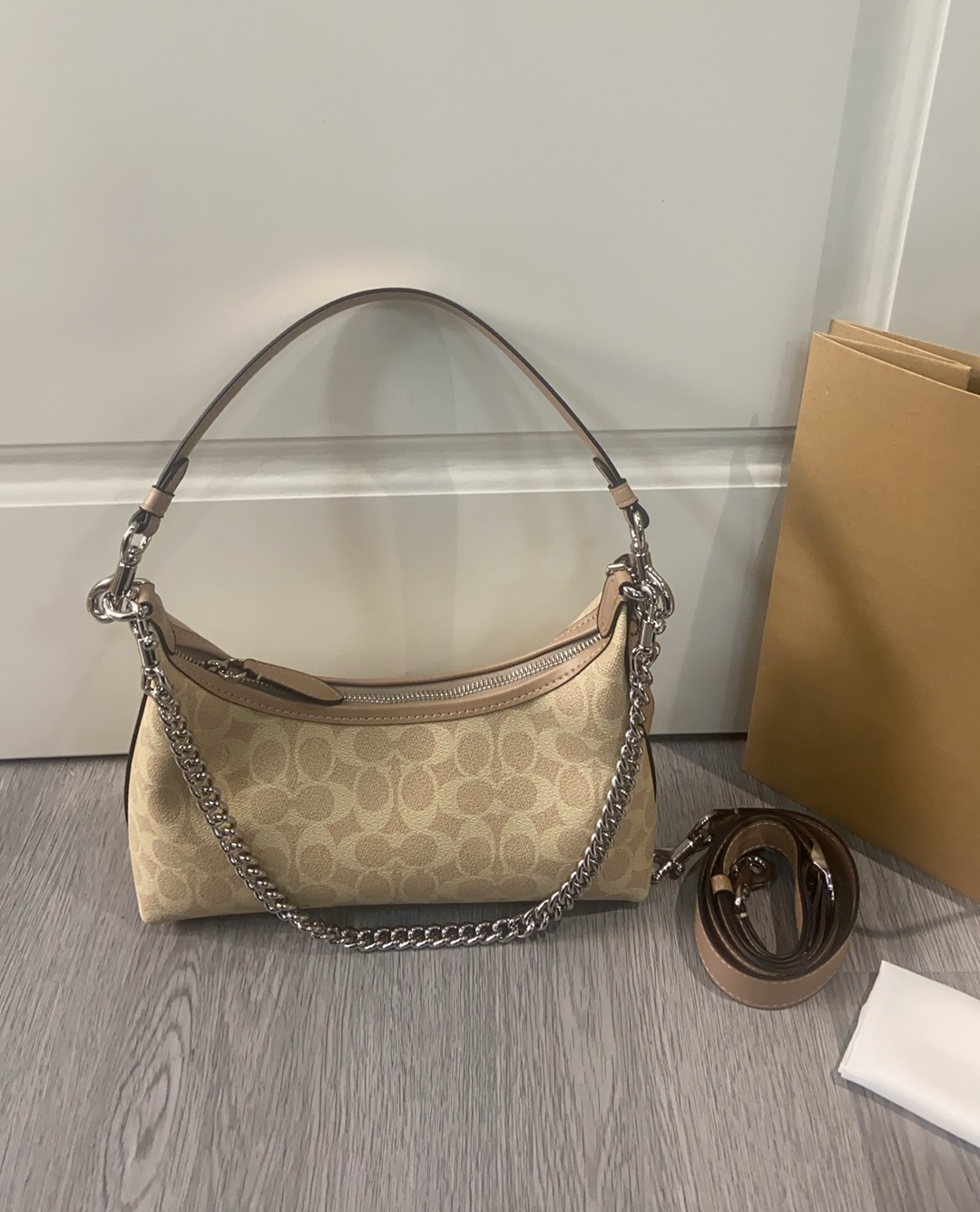 Coach Coach 2025NEW CAM26新品 抢先看 Juliet 焦糖色老花腋下斜
