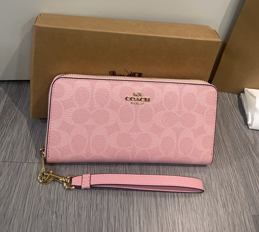 Coach COACH/蔻驰女钱包新款女士拉链钱夹青年长款带手绳，c4452，尺寸20.10.2新色