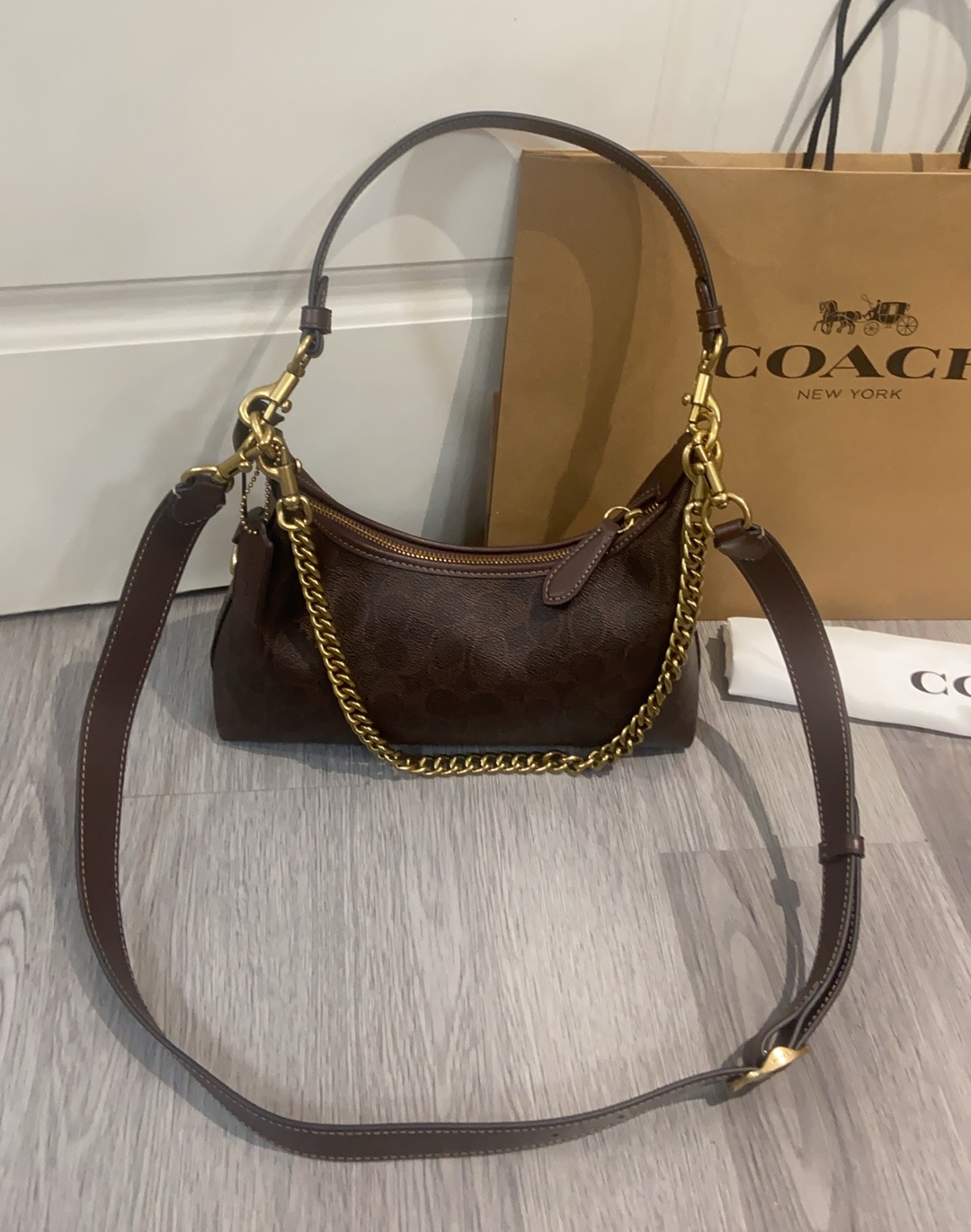 Coach Coach 2025NEW CAM26新品 抢先看 Juliet 焦糖色老花腋下斜