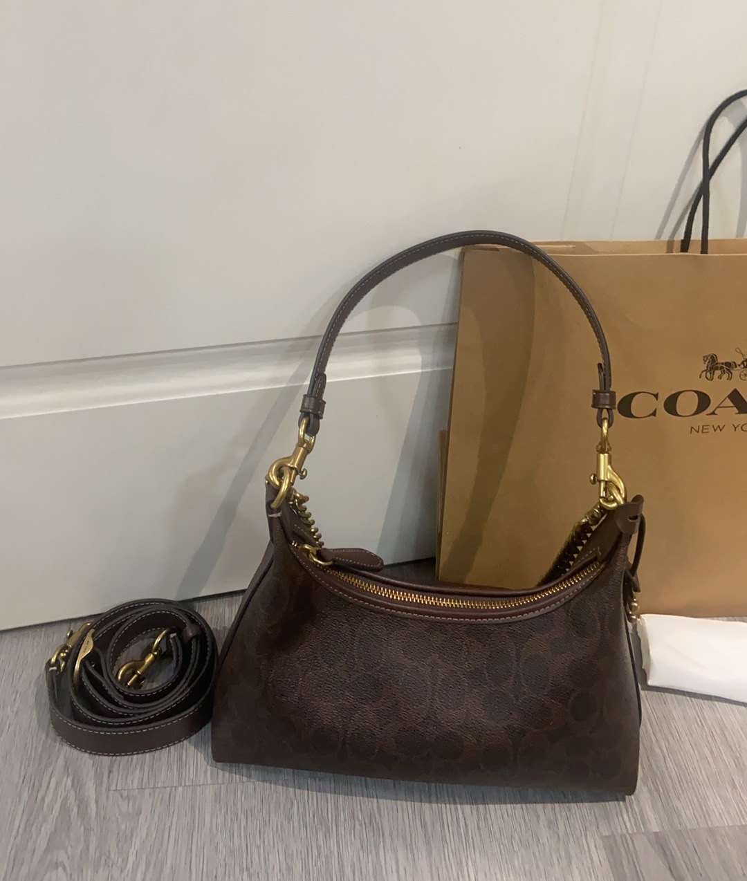 Coach Coach 2025NEW CAM26新品 抢先看 Juliet 焦糖色老花腋下斜