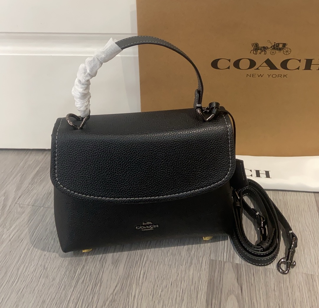 Coach Coach 10月新品CcE54 Emory系列枫叶棕色手提包~细腻皮革 十 五金