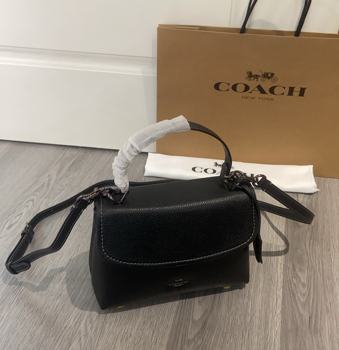 Coach Coach 10月新品CcE54 Emory系列枫叶棕色手提包~细腻皮革 十 五金