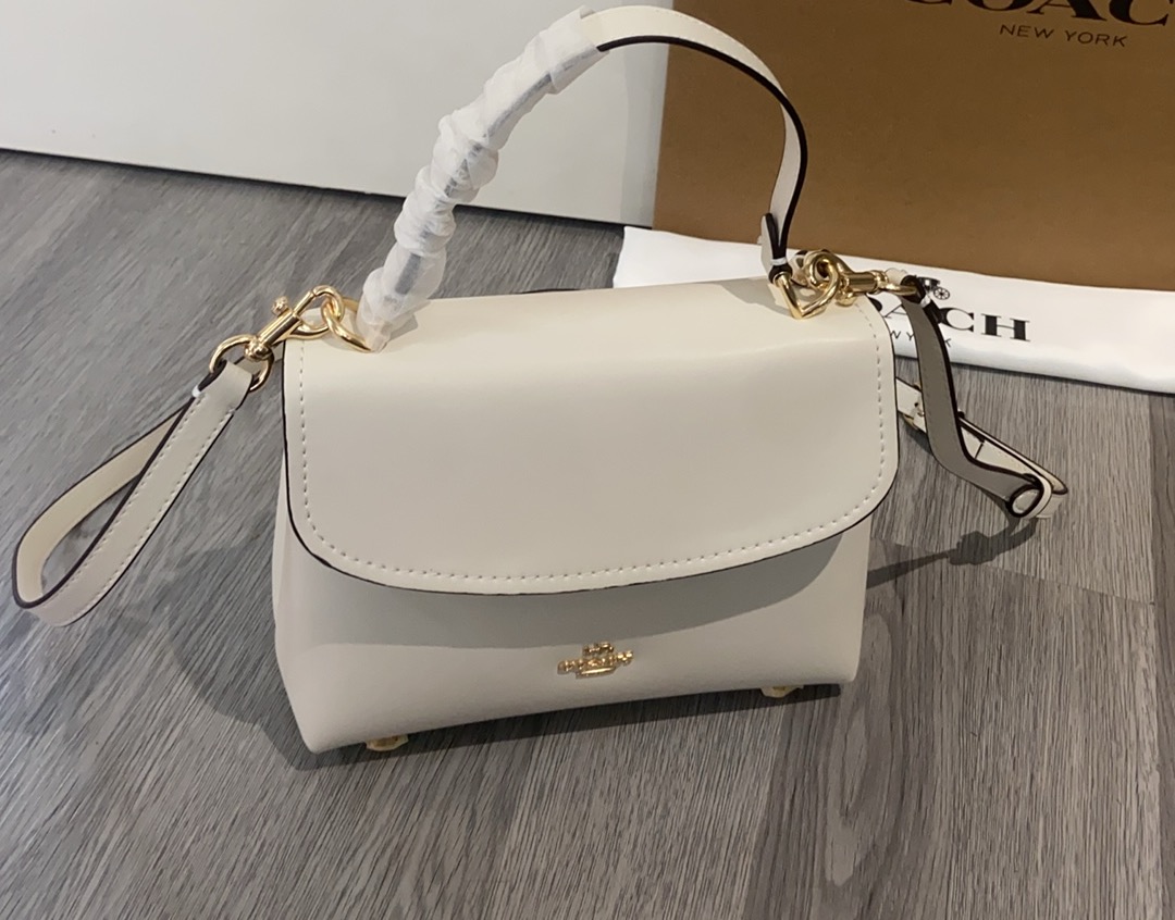 Coach Coach 10月新品CcE54 Emory系列枫叶棕色手提包~细腻皮革 十 五金