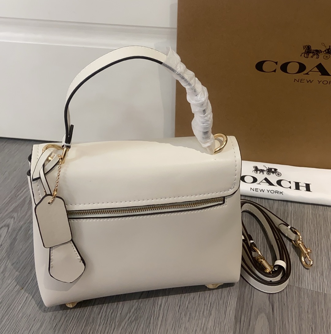 Coach Coach 10月新品CcE54 Emory系列枫叶棕色手提包~细腻皮革 十 五金