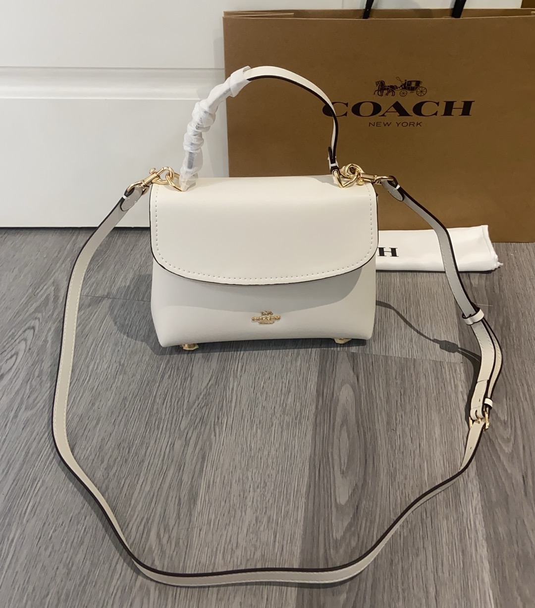 Coach Coach 10月新品CcE54 Emory系列枫叶棕色手提包~细腻皮革 十 五金
