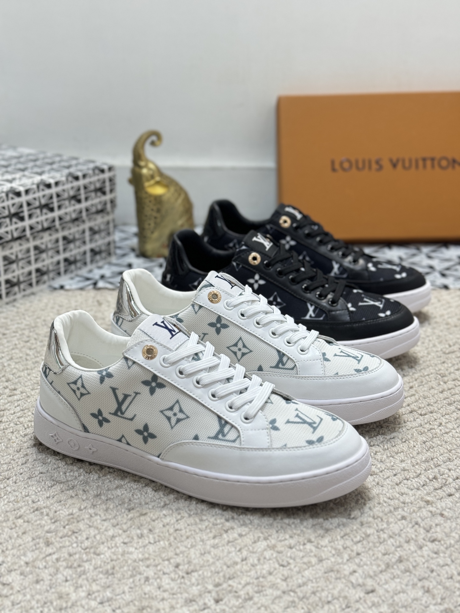 Louis Vuitton Skateboard Schuhe Spleißen Rindsleder Schaffell Fashion Jogginghosen