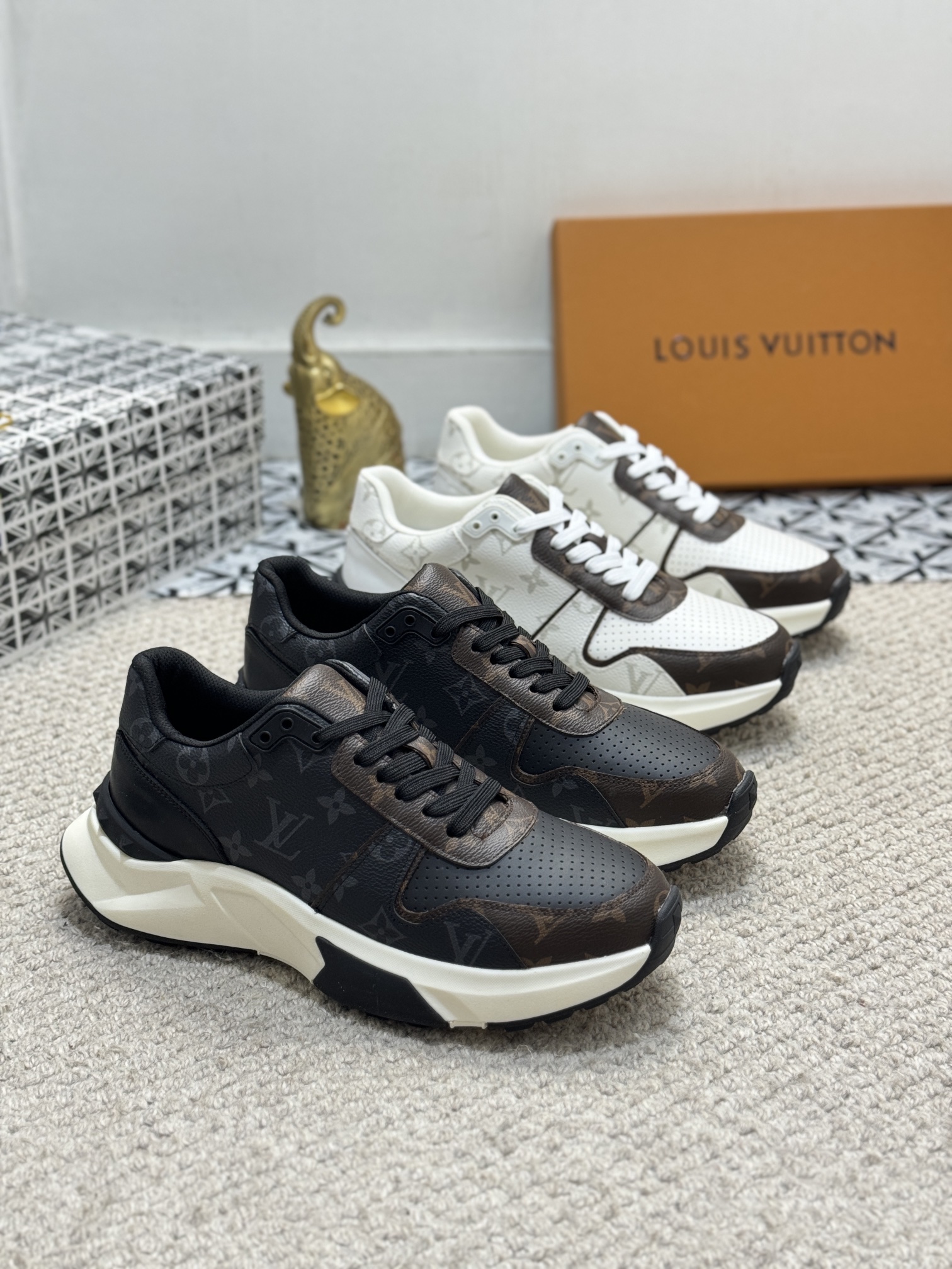 Louis Vuitton Schuhe Freizeitschuhe Männer Rindsleder Kautschuk Schaffell Fashion Lässig