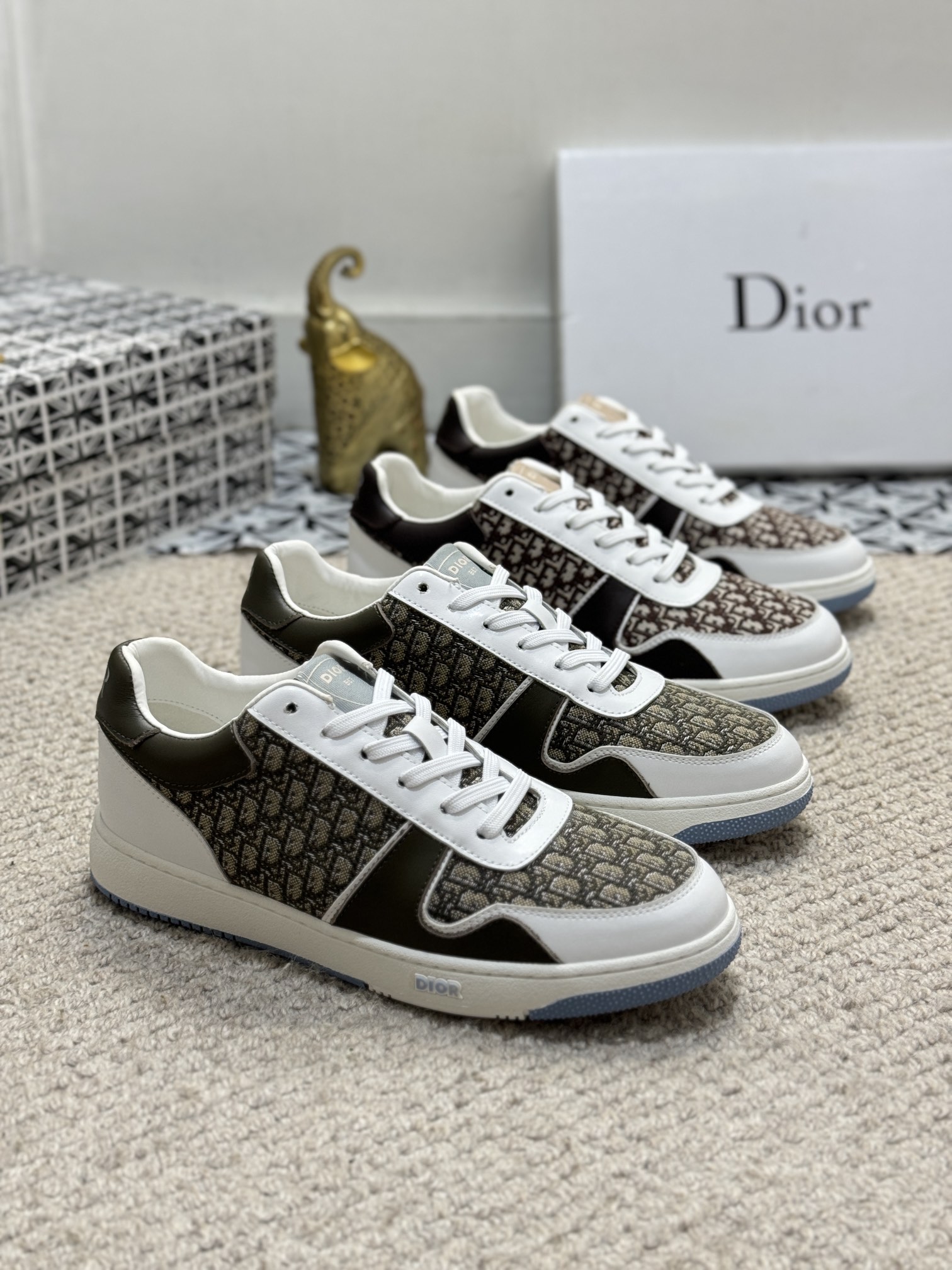 Dior Schuhe Turnschuhe Leinwand Rindsleder Kautschuk Fashion Low Tops