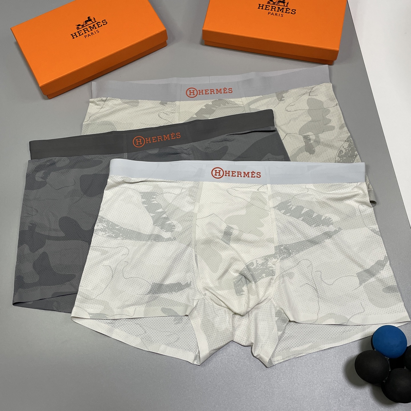 🔥🔥🔥新品！爱马仕男士内裤！ 外贸公司合作订单，经典立体硅胶logo印标 轻薄透设计，采用进口冰丝轻薄透