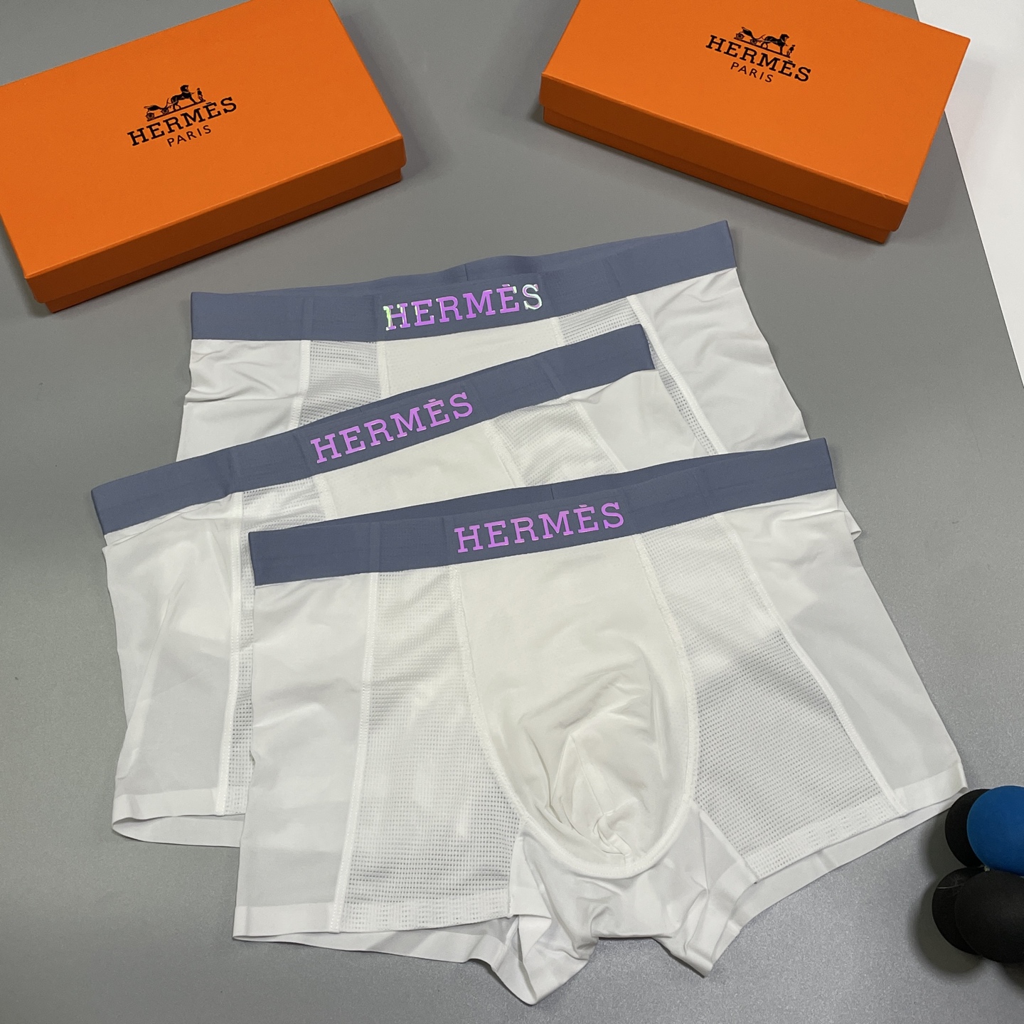 🔥🔥🔥新品！爱马仕男士内裤！ 外贸公司合作订单，经典立体幻彩logo印标 轻薄透设计，采用进口冰丝轻薄透