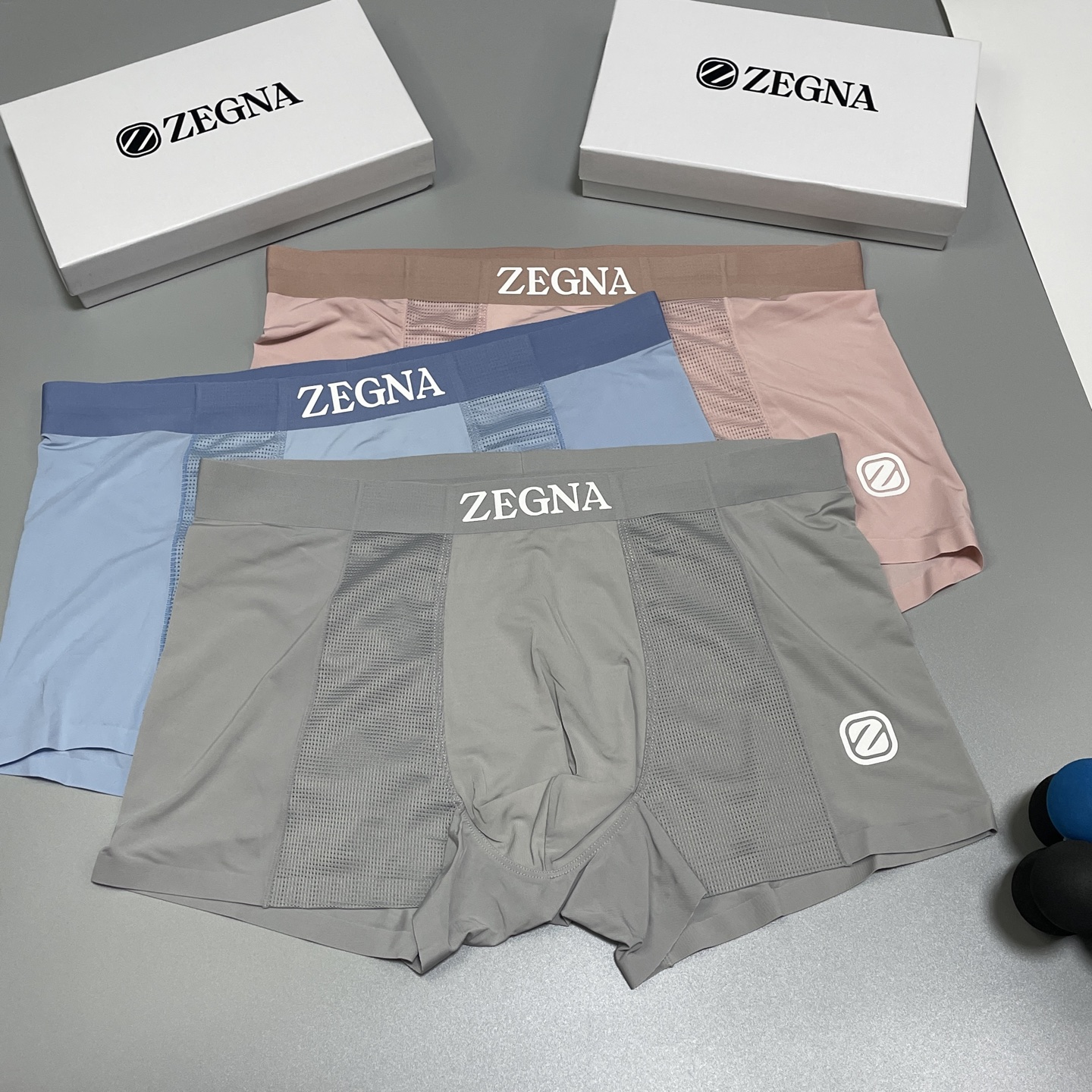 🔥🔥🔥 新品 杰尼亚男士内裤！ 外贸公司合作订单，经典立体硅胶logo印标 轻薄透设计，采用进口冰丝轻薄