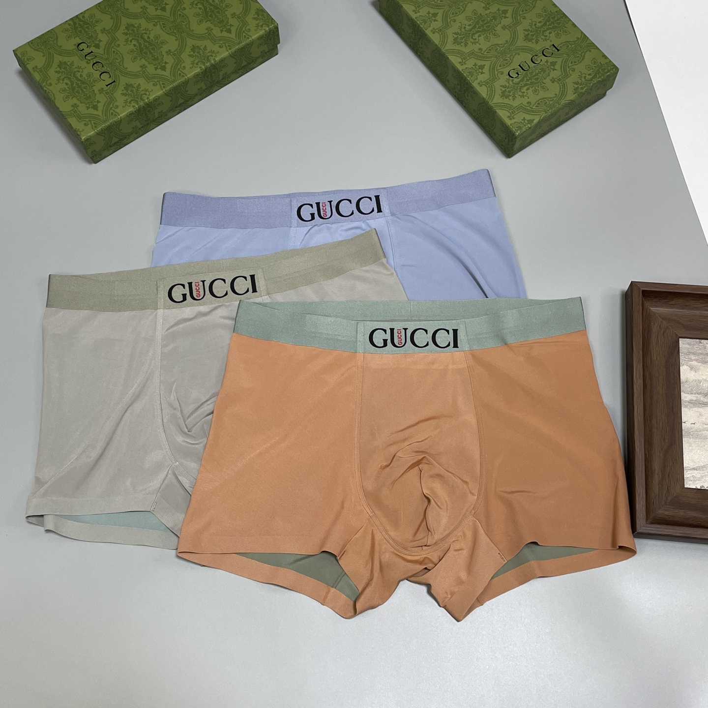 🔥🔥🌾2026 新品，古琦男士内裤！ 外贸公司合作订单，经典立体硅胶logo印标 轻薄透设计，采用进口冰