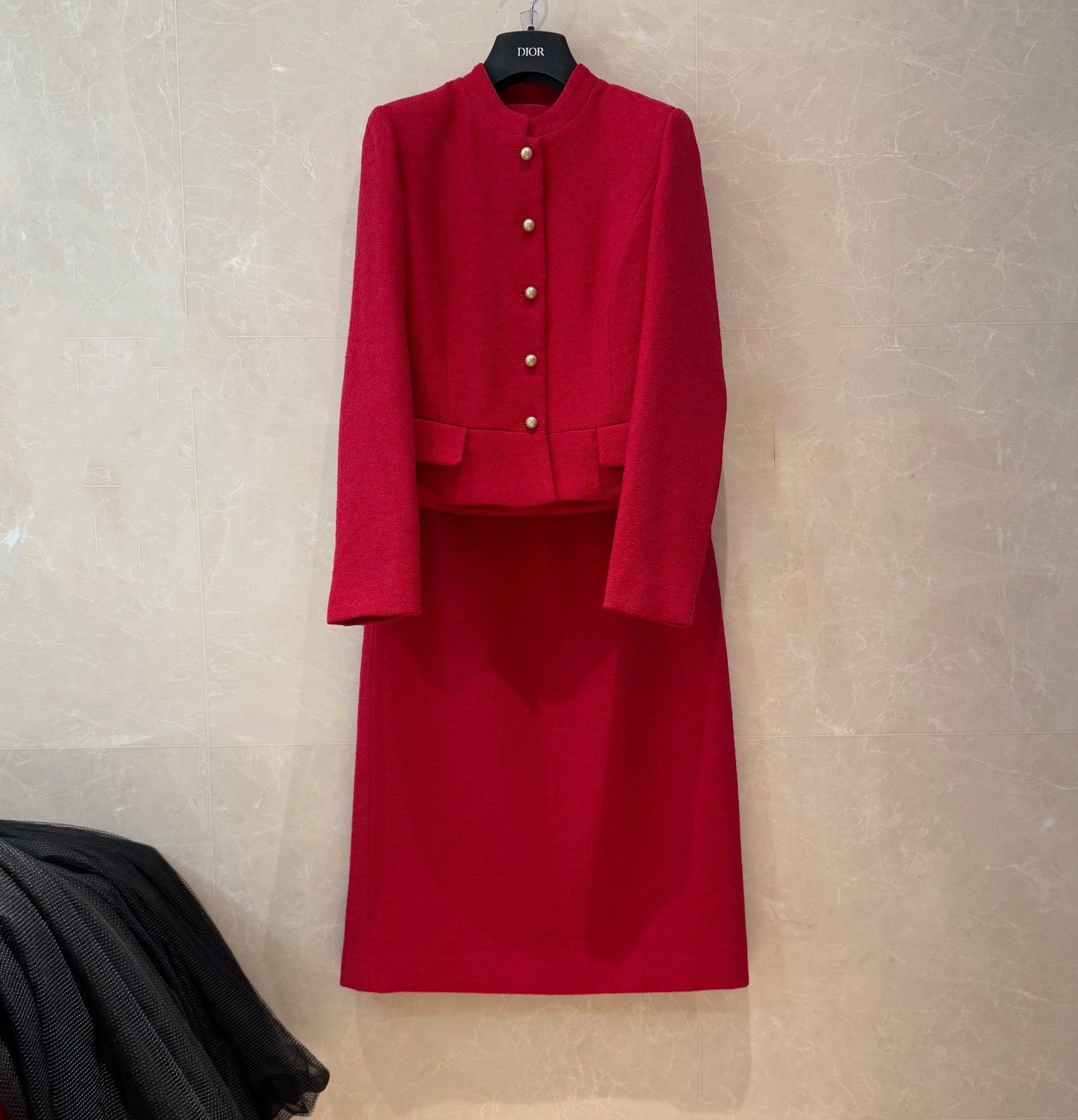 Elegant Red Wool Blend Skirt Suit Set - Silk Lined, Classic Fit 6 a1732849429049 4126