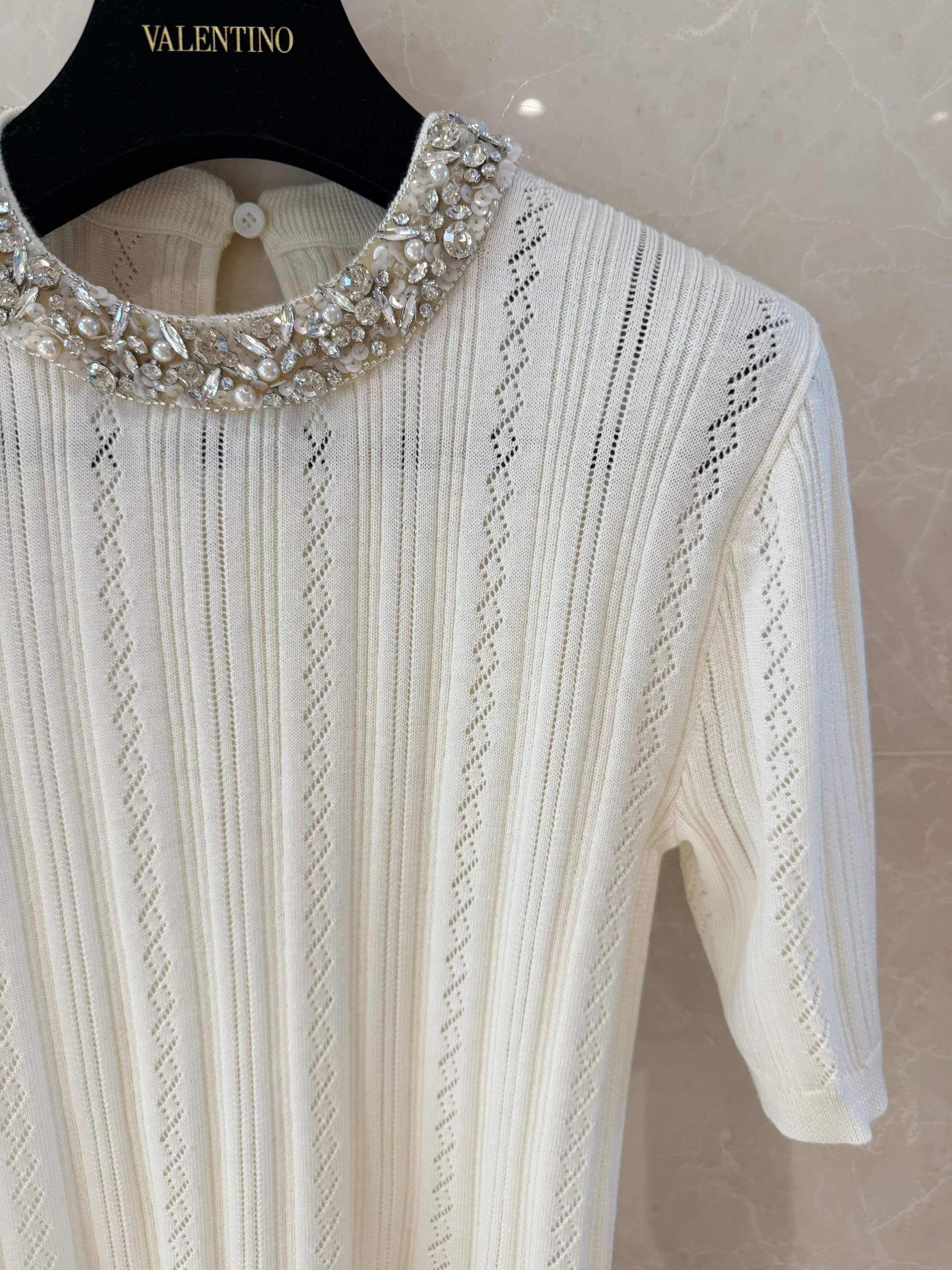 Embroidered Wool Knit Sweater with Faux Gemstone Collar - Chic & Youthful 5 a1741422460943 6228