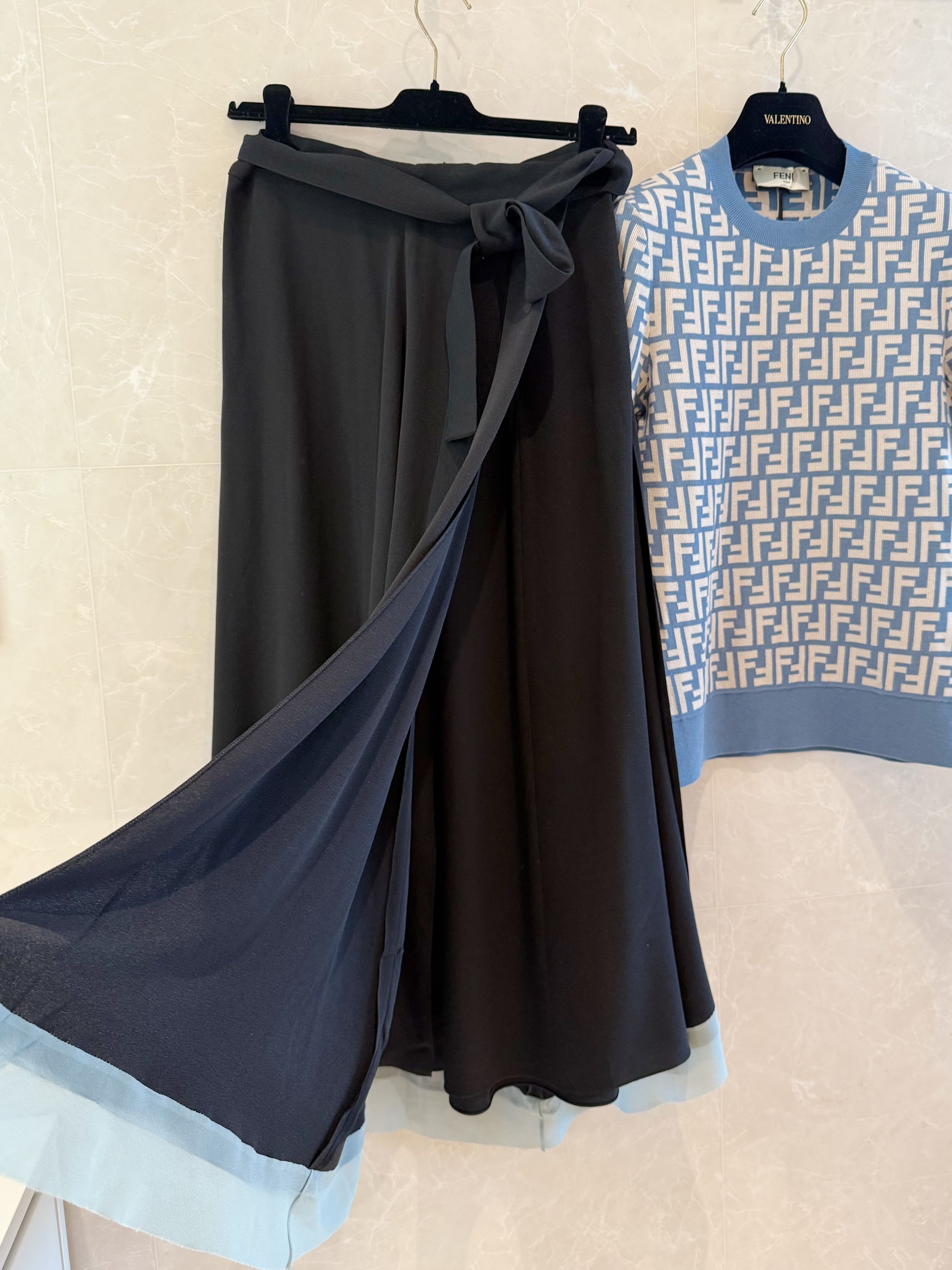 Elegant Silk Midi Skirt with Color Block Detail | Spring/Summer Collection 3 a1743225457385 1168
