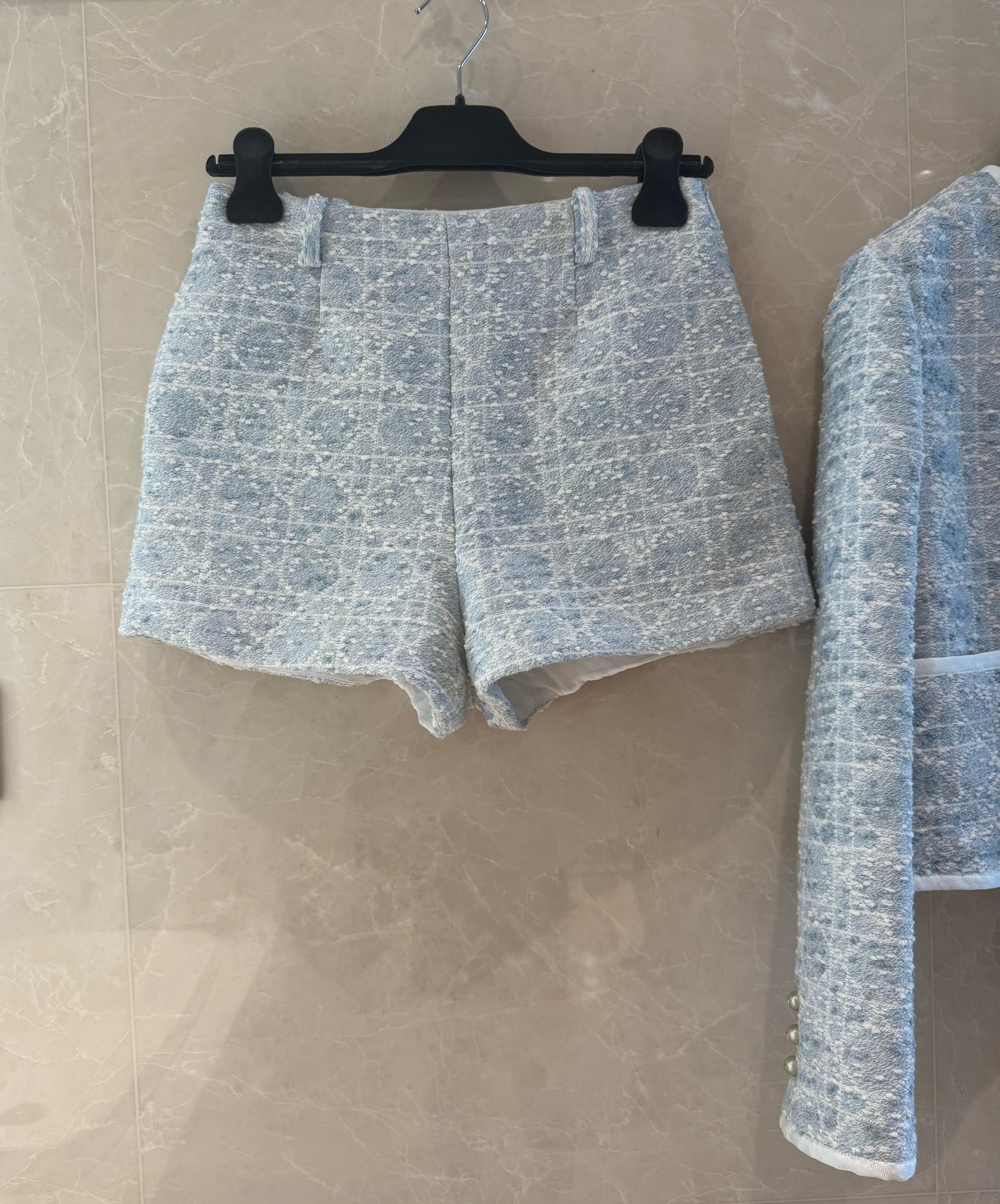 D Co-ord Set in Tweed with Cannage Motif, Sky Blue, Elegant Party Outfit 5 a1746259625320 3711
