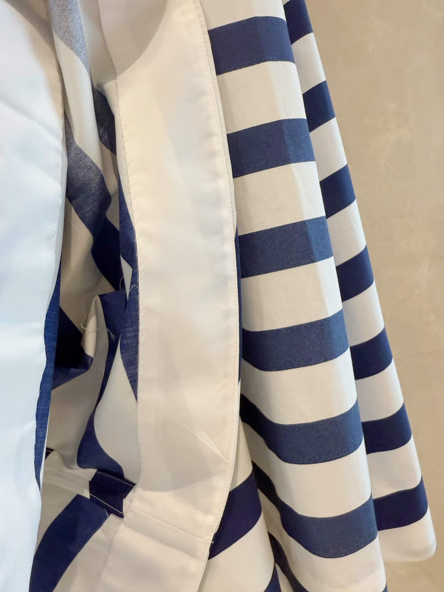 Blue Striped Midi Skirt - Summer High Waist Cotton Linen Blend 6 a1746505081495 3351