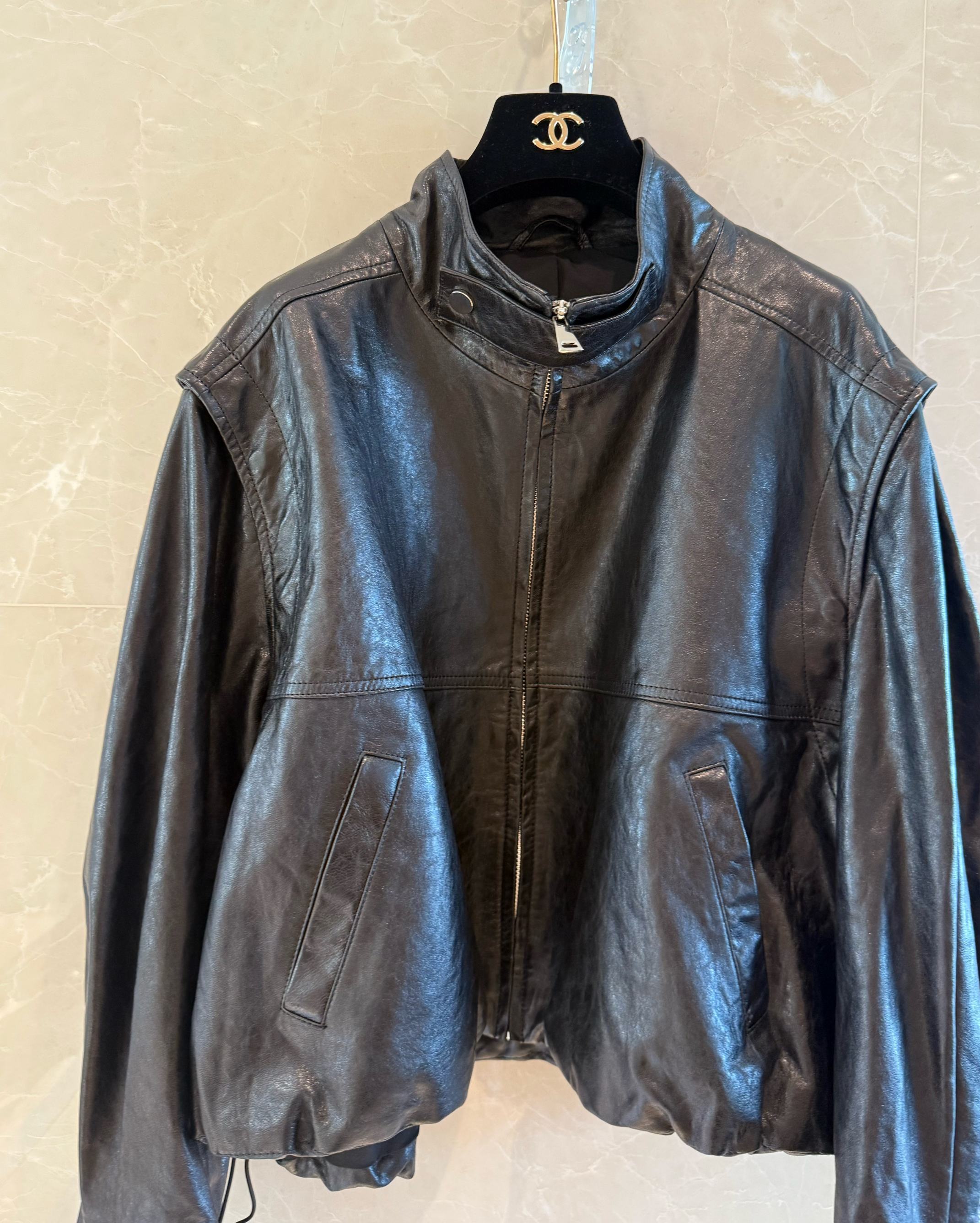 Women's Lambskin Leather Biker Jacket - Stand Collar Zip Up Motorcycle Coat 3 a1758960299241 8141