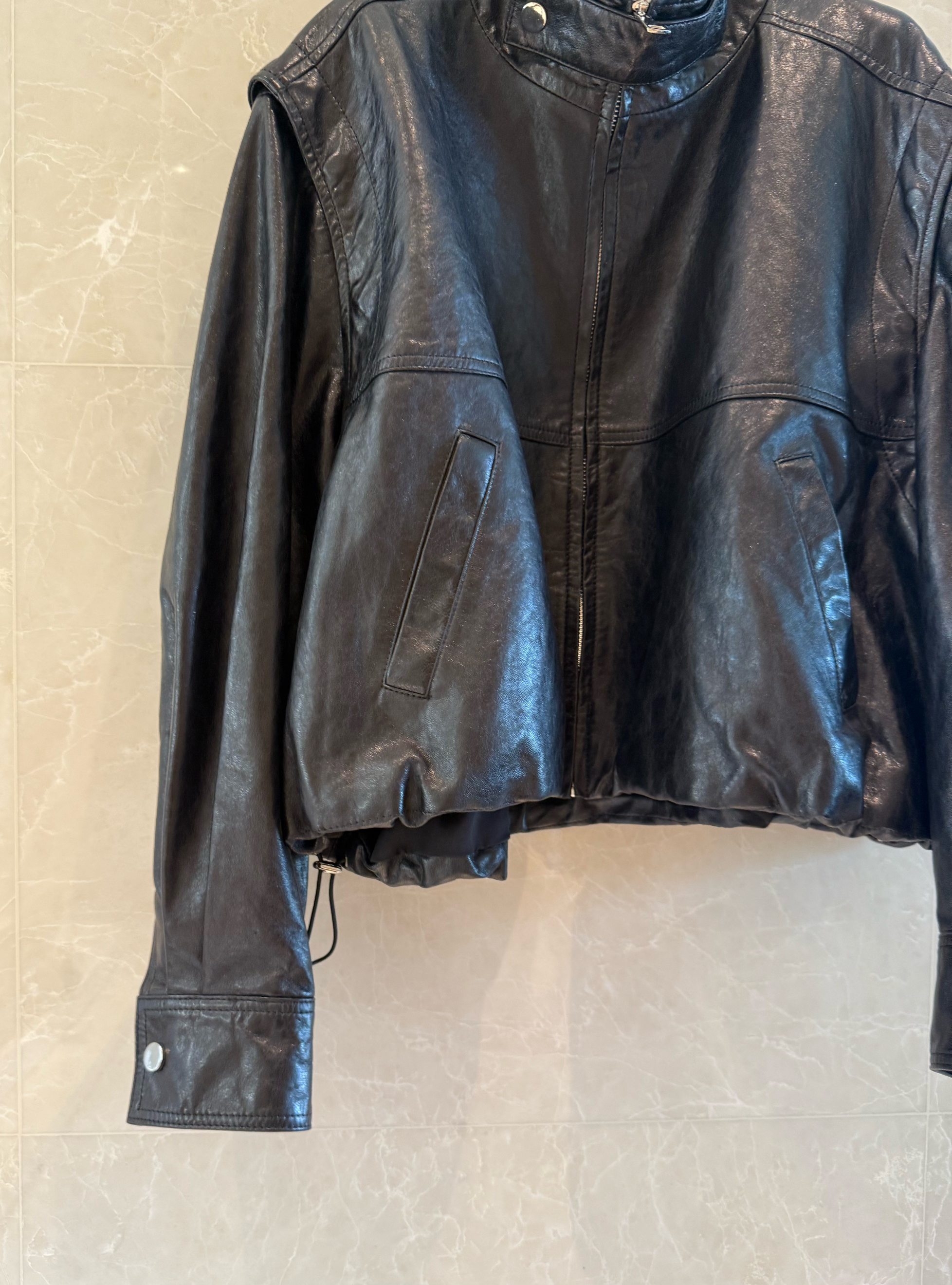 Women's Lambskin Leather Biker Jacket - Stand Collar Zip Up Motorcycle Coat 6 a1758960305235 2438