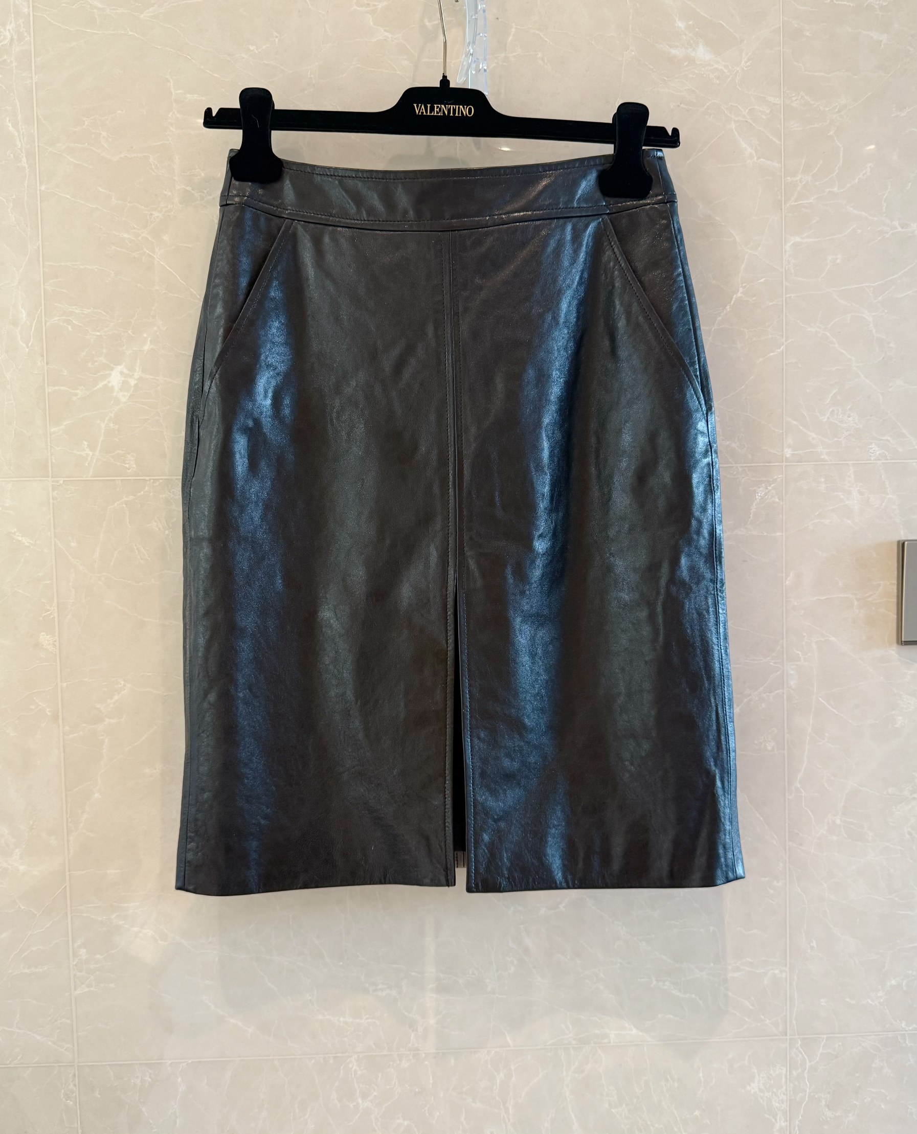 Elegant Lambskin Mini Skirt with Front Slit - Chic & Comfortable 8 a1758960336943 0206