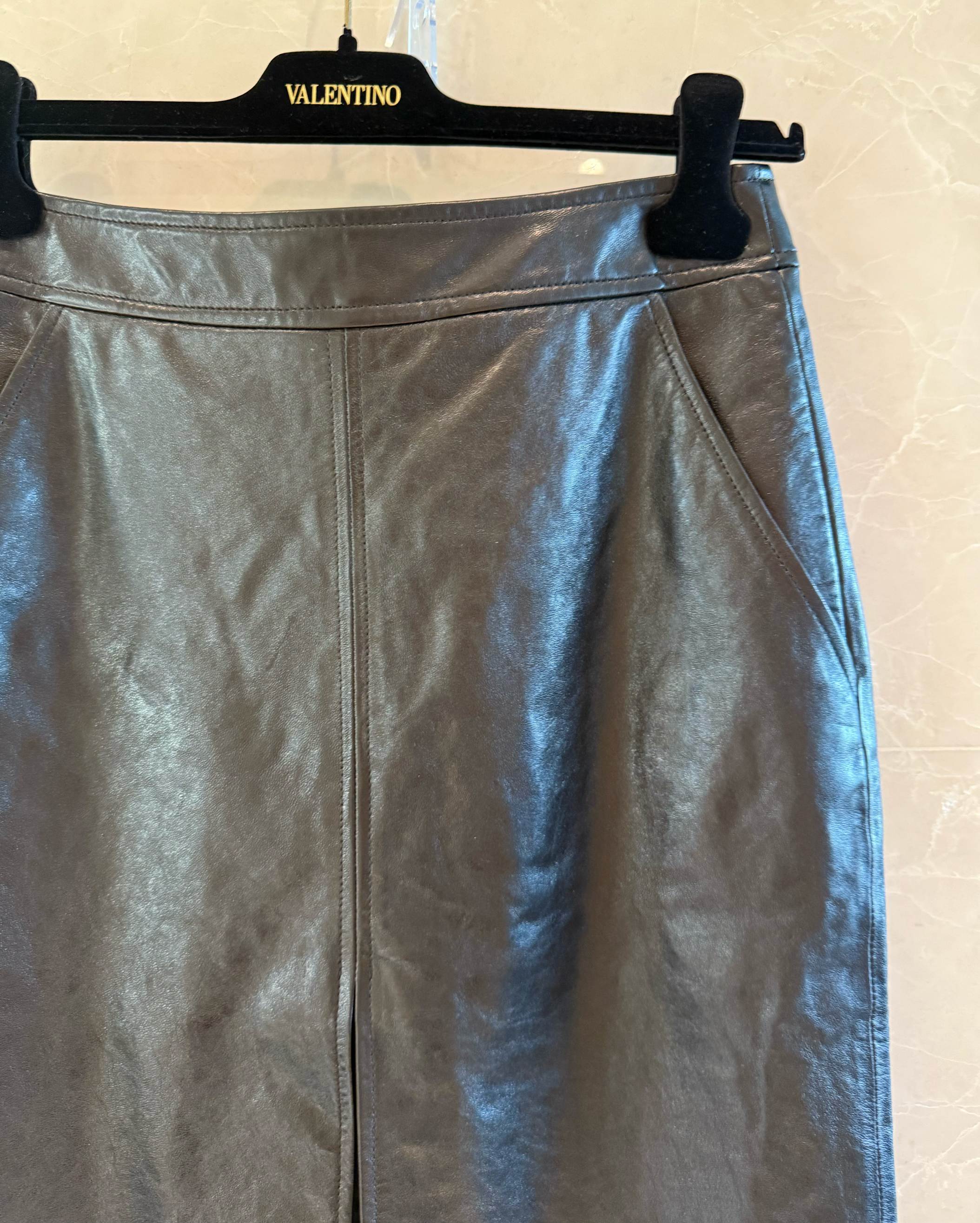 Elegant Lambskin Mini Skirt with Front Slit - Chic & Comfortable 10 a1758960337503 0377
