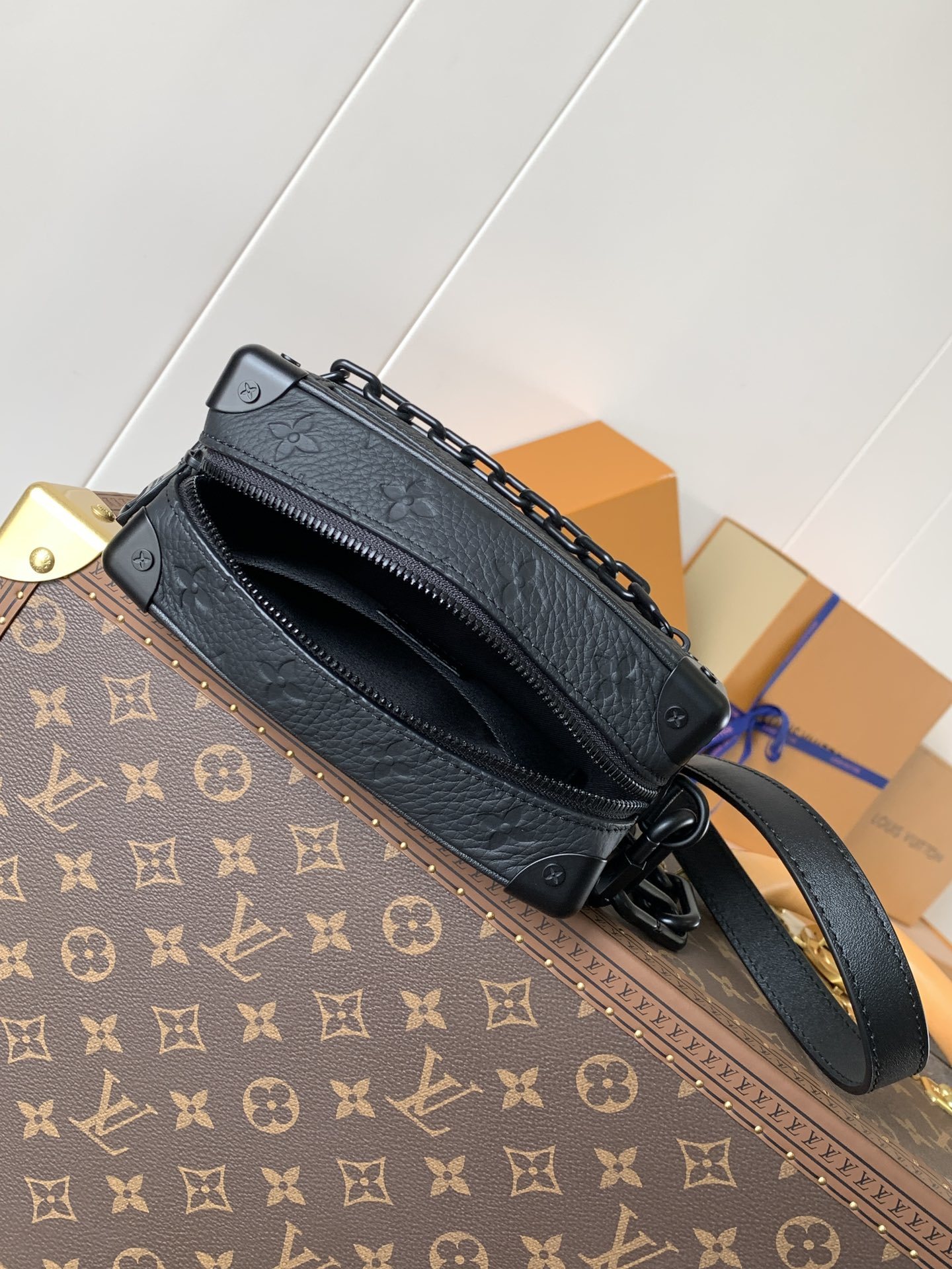 顶级原单 变码芯片 头层皮 M55702 顶级原单 Soft Trunk 迷你手袋取材压印 Monog