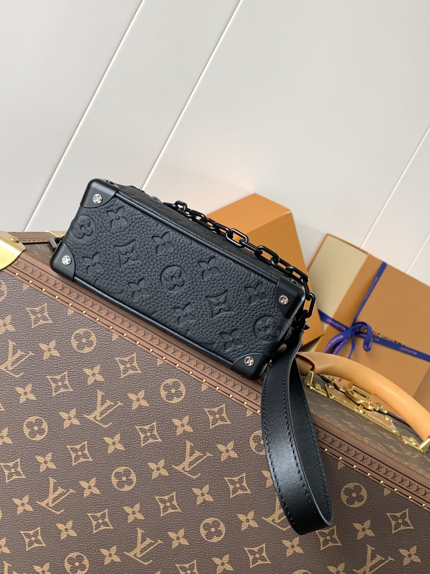 顶级原单 变码芯片 头层皮 M55702 顶级原单 Soft Trunk 迷你手袋取材压印 Monog