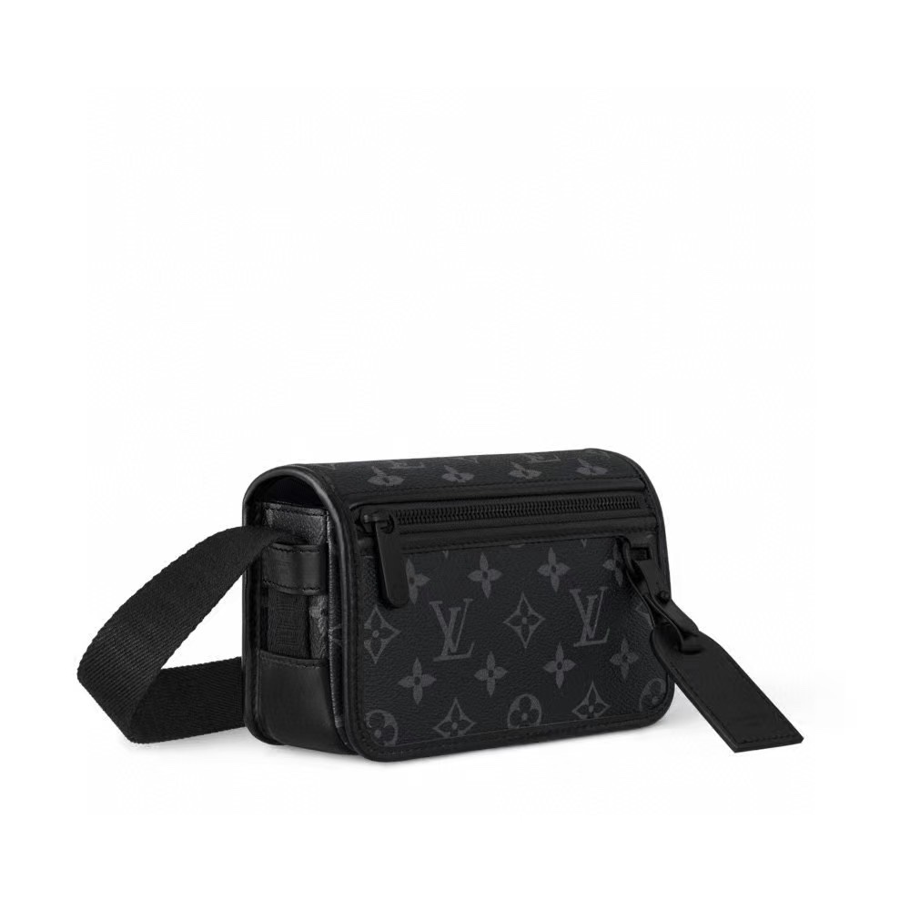 Louis Vuitton Black Monogram Shadow Leather Danube Slim Messenger Bag
