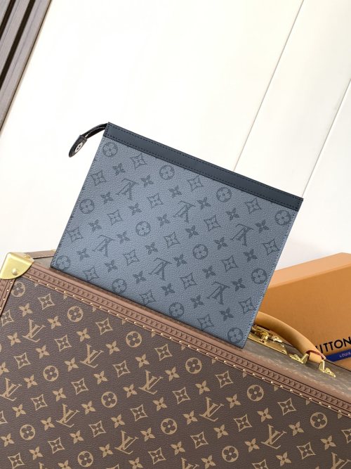Louis Vuitton Pochette Voyage Medium Monogram Macassar Canvas Clutch 1 Louis Vuitton Pochette Voyage Medium Monogram Macassar Canvas Clutch