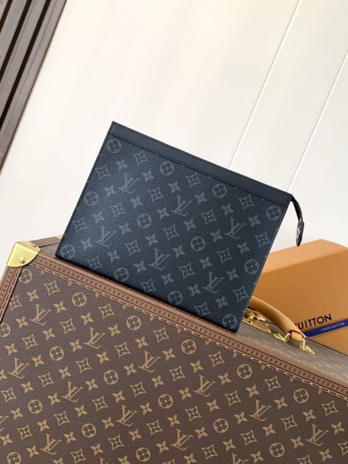 Louis Vuitton Pochette Voyage MM Monogram Macassar Canvas Clutch Bag 1 Louis Vuitton Pochette Voyage MM Monogram Macassar Canvas Clutch Bag