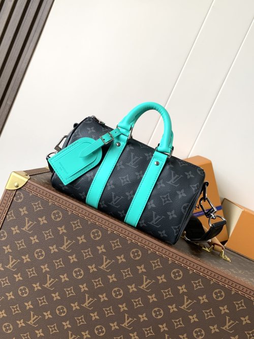 Louis Vuitton Keepall Bandouliere 25 Monogram Eclipse with Leather Trim 1 Louis Vuitton Keepall Bandouliere 25 Monogram Eclipse with Leather Trim