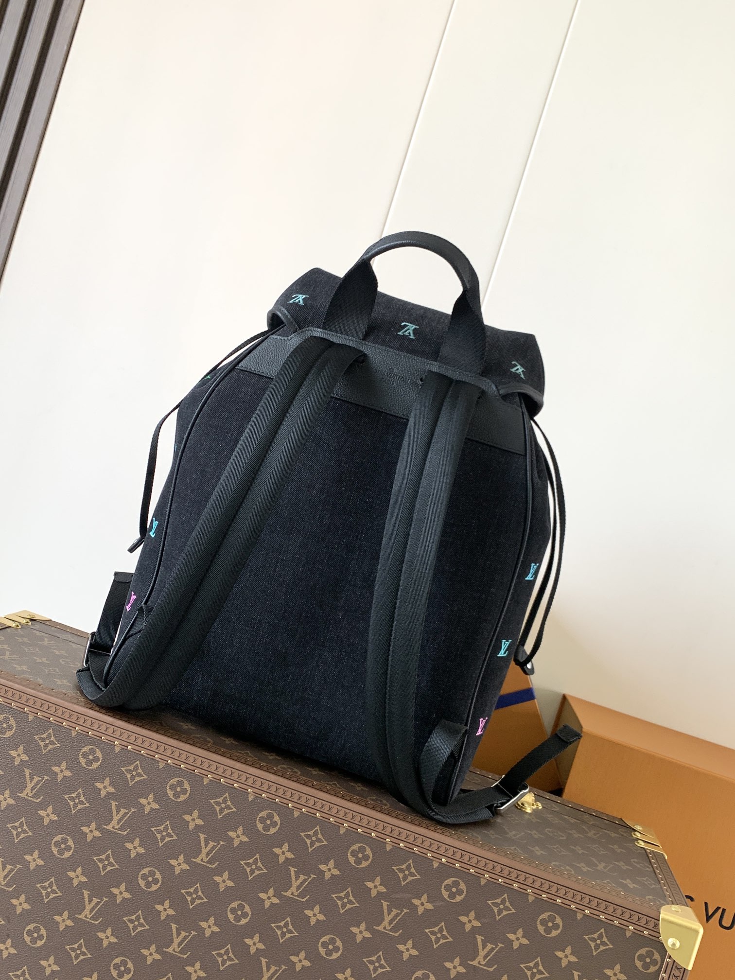 M14135牛仔 顶级原单 变码芯片163C 本款 Montsouris 双肩包取材水洗 LV Blas