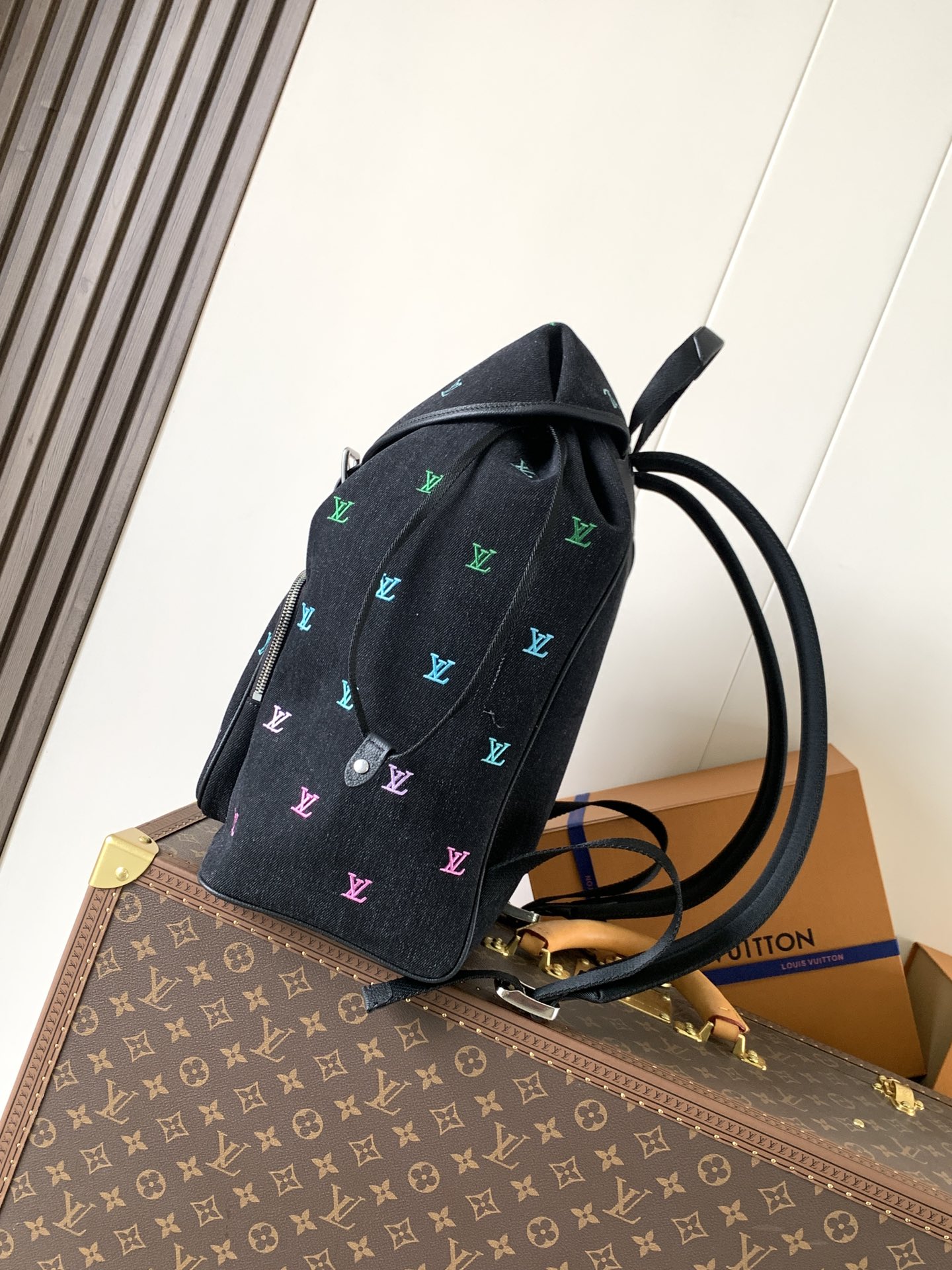 M14135牛仔 顶级原单 变码芯片163C 本款 Montsouris 双肩包取材水洗 LV Blas