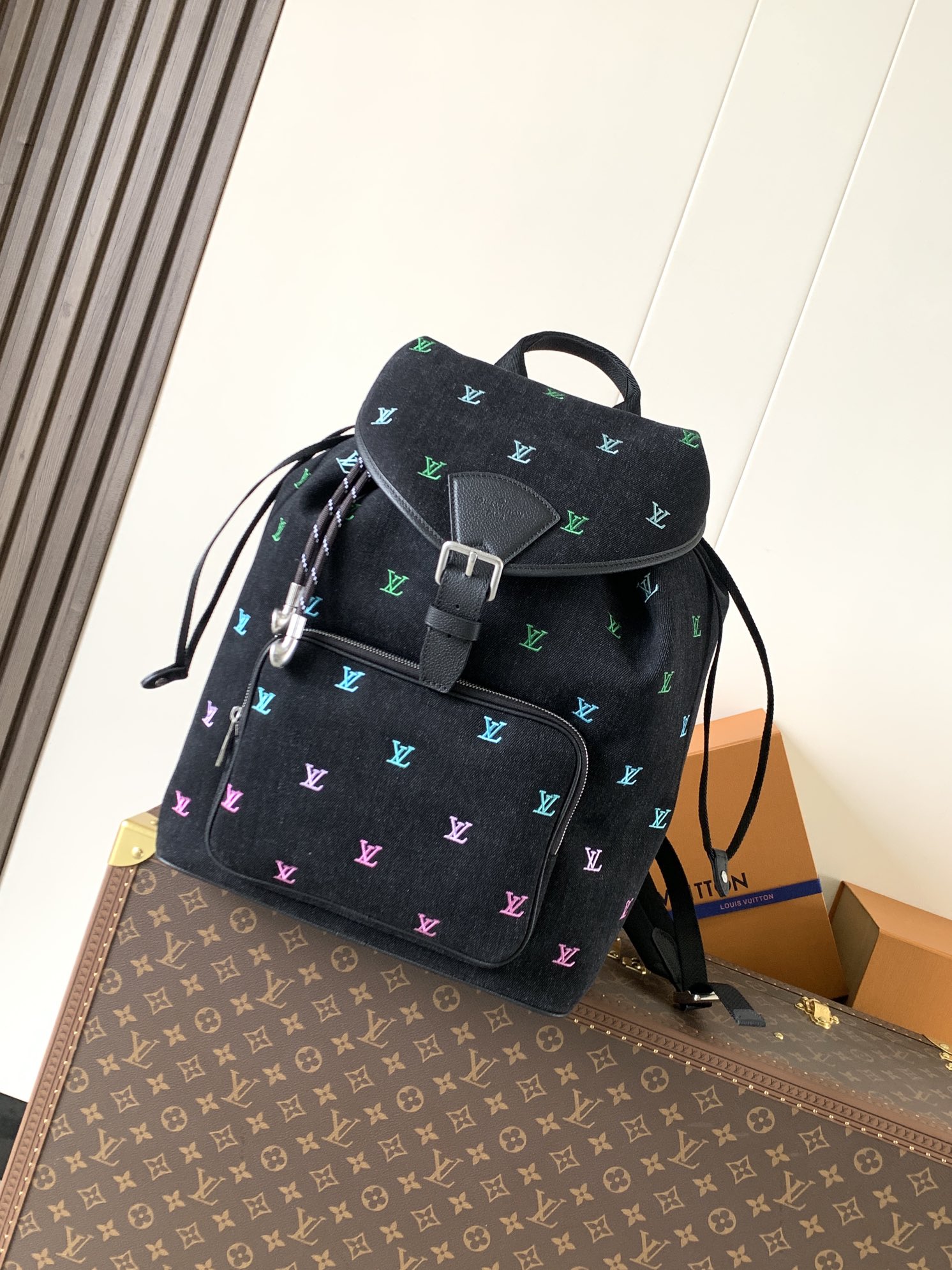 M14135牛仔 顶级原单 变码芯片163C 本款 Montsouris 双肩包取材水洗 LV Blas