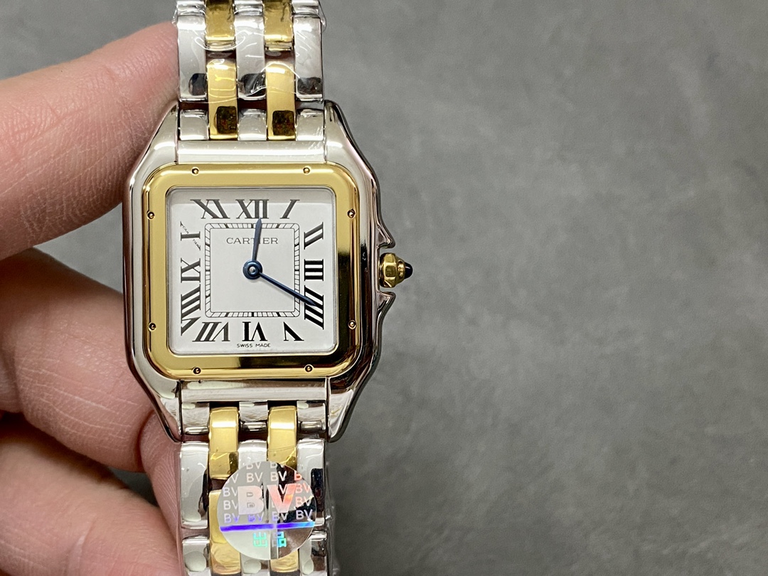 Cartier Watch Blue Gold White Yellow Set With Diamonds Quartz Movement