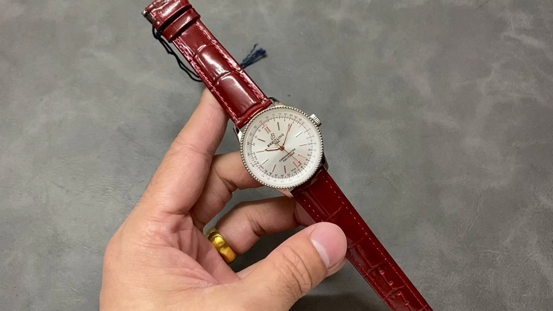 Breitling Watch Blue Silver White Set With Diamonds Women Cowhide Crocodile Leather Steel Material Automatic Mechanical Movement Alligator Strap