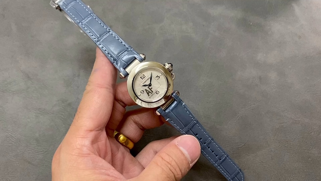 Cartier Pasha Watch Shop the Best High Authentic Quality Replica
 Blue Set With Diamonds Women Calfskin Cowhide Quartz Movement Stainless Steel Strap