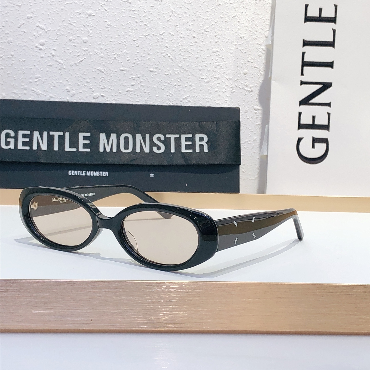 Gentle Monster Margiela collaboration black acetate oval sunglasses