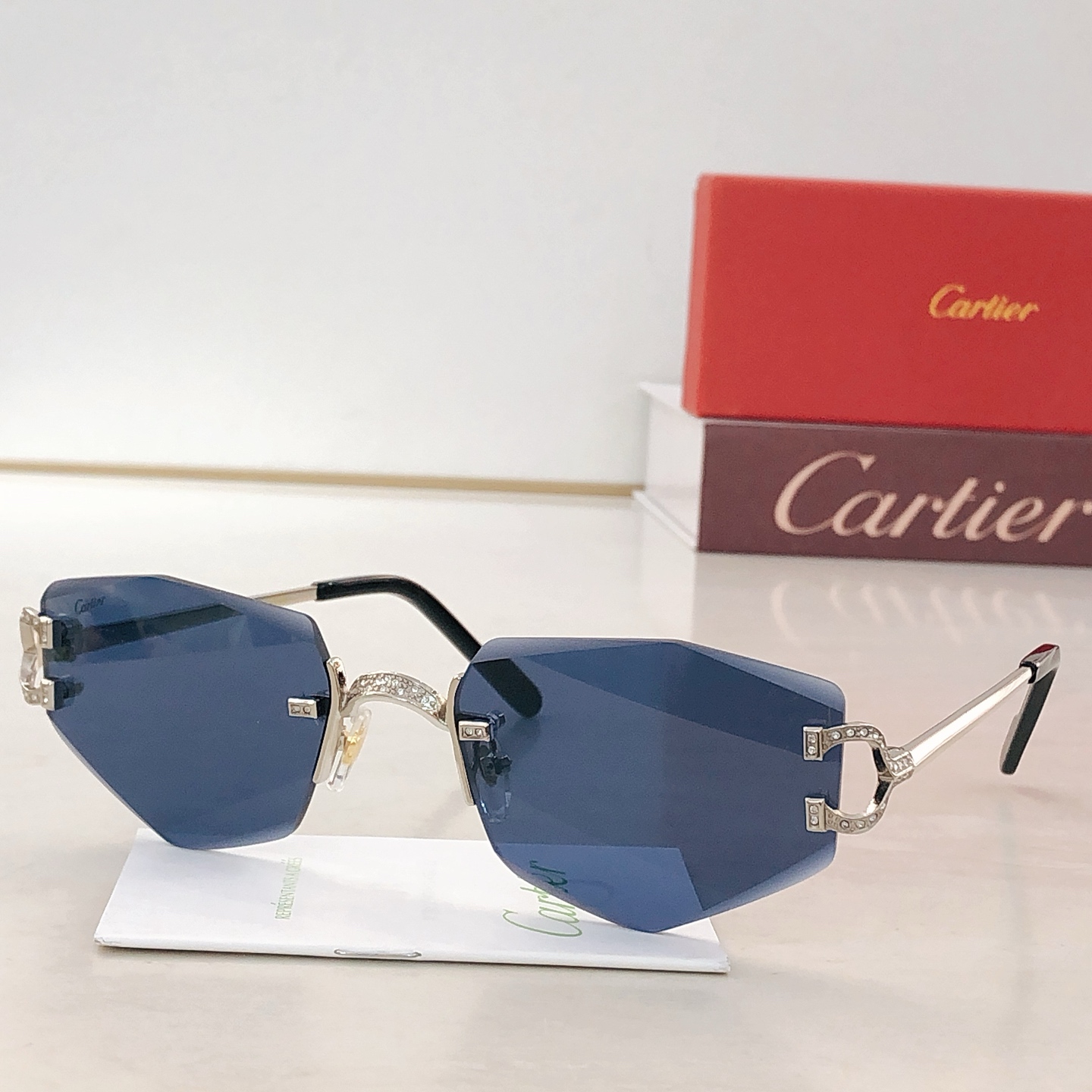 Cartier Rimless Metal Geometric Sunglasses