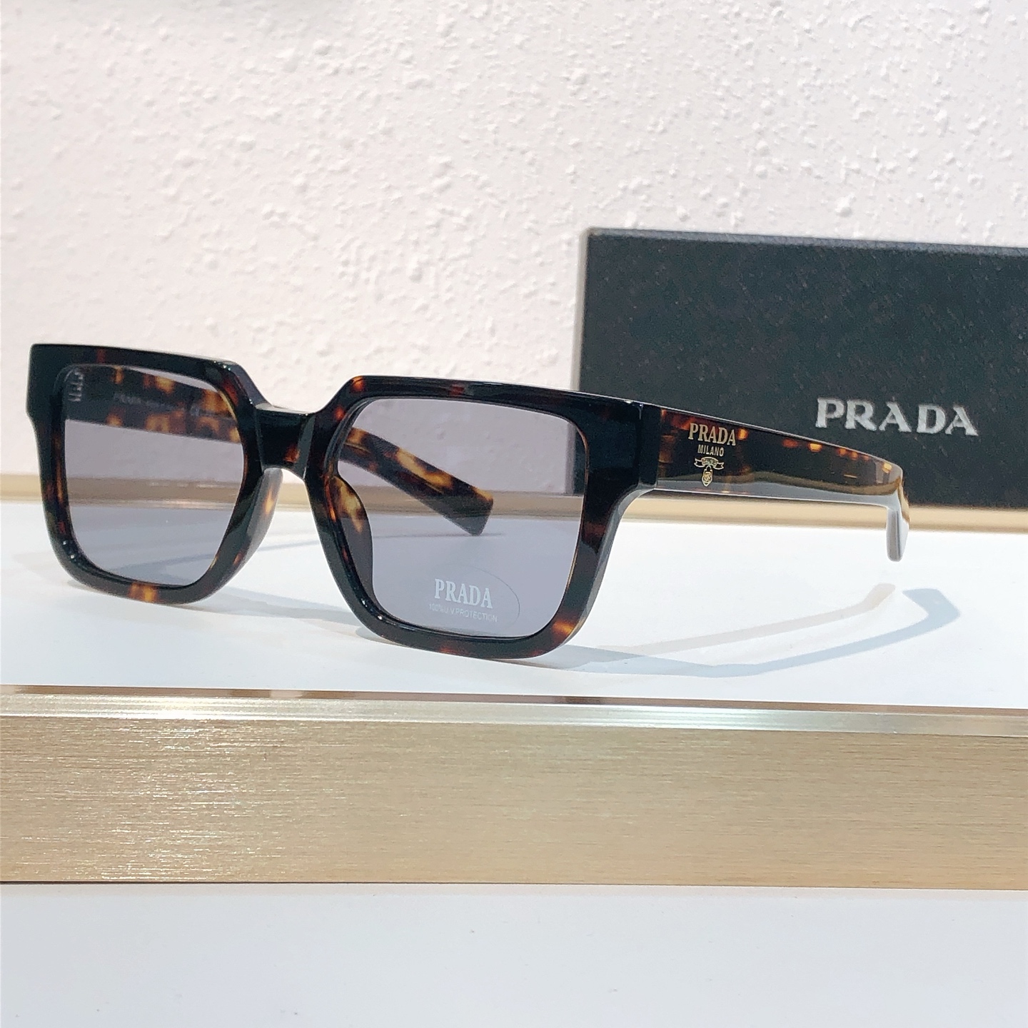 PRADA Sunglasses Acetate Square Tortoiseshell