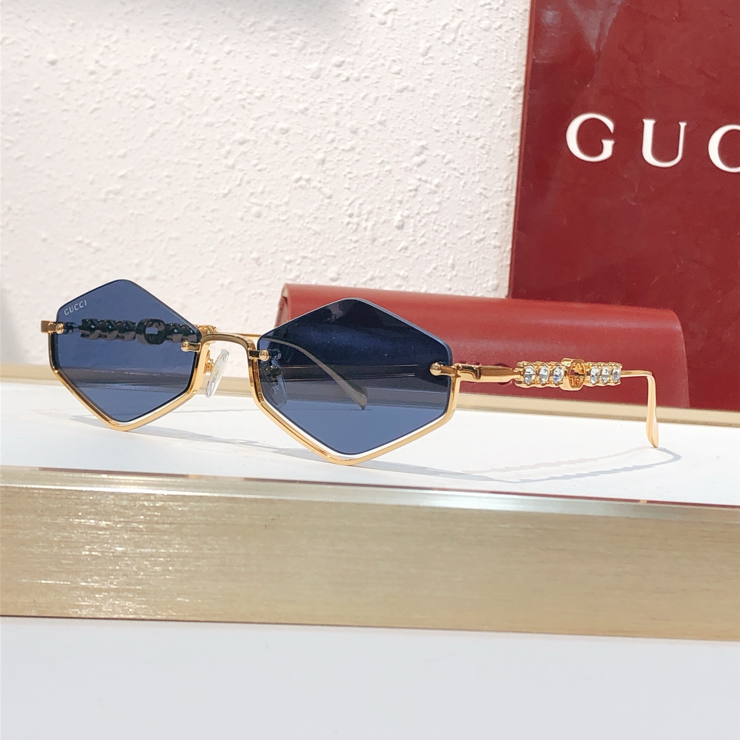 GUCCI Sunglasses Metal Geometric Rimless