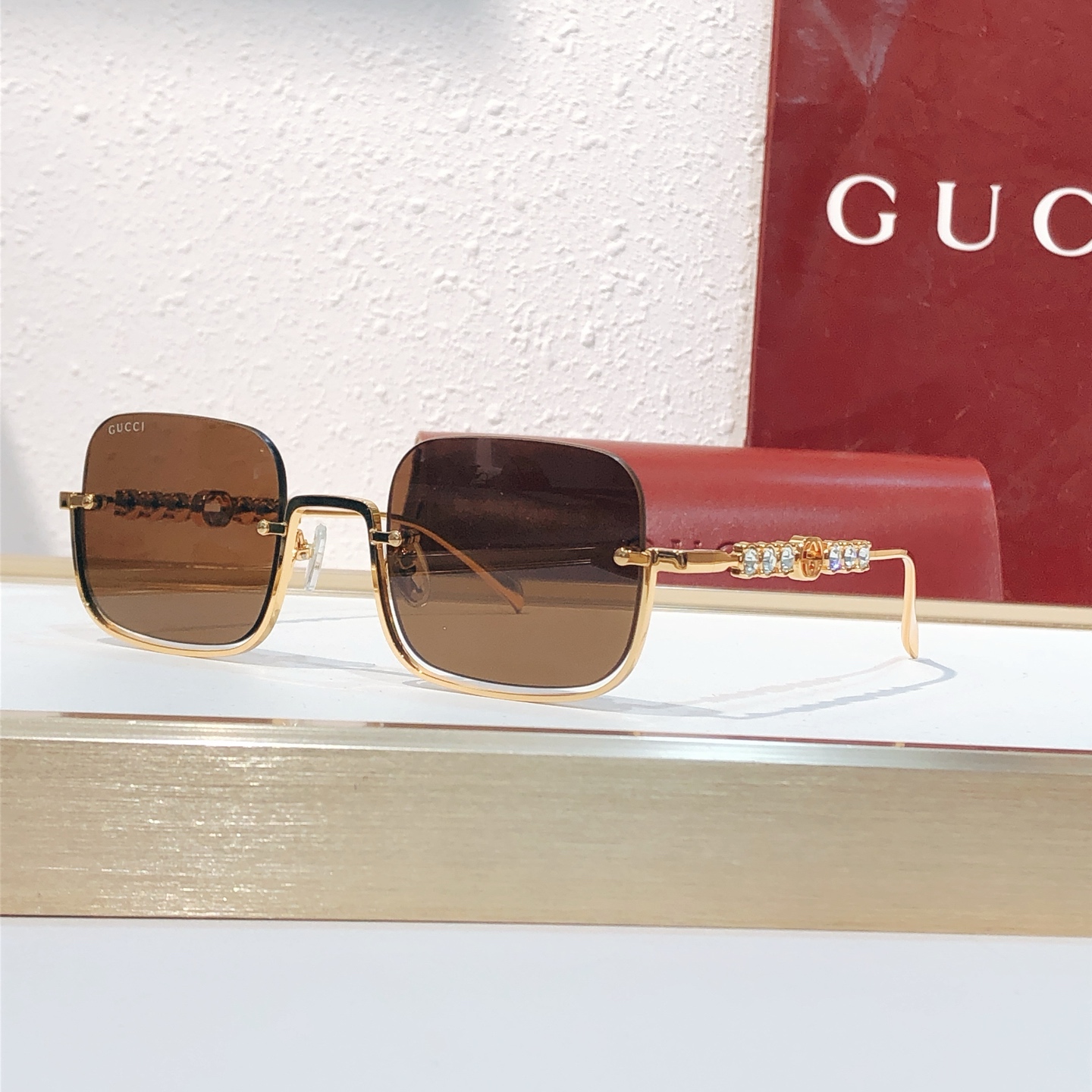 GUCCI Sunglasses Metal Square Gradient Lenses