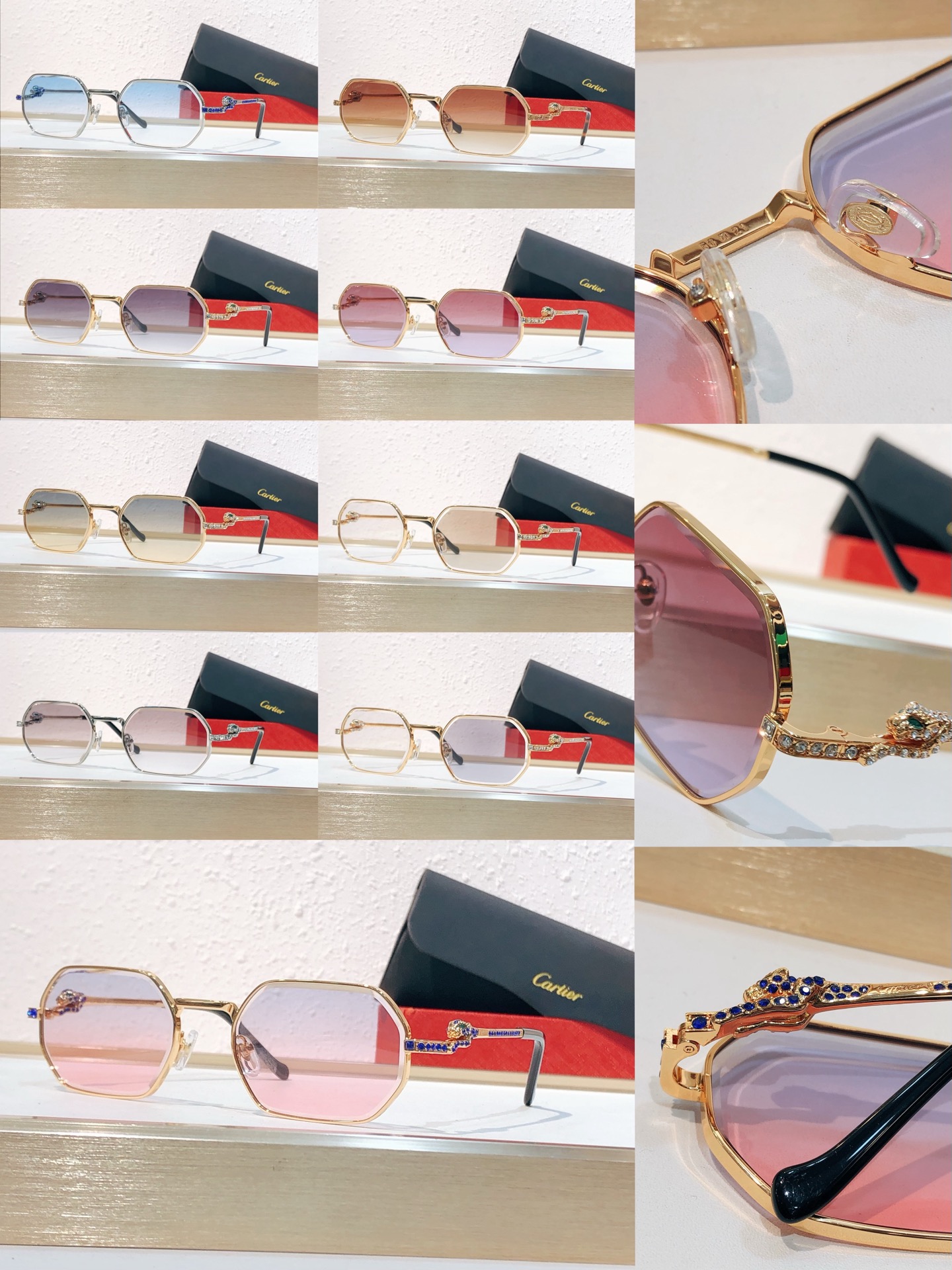 Cartier Cartie* MODEL：CT0728S SIZE:143 太阳镜1401540，变色片1741570