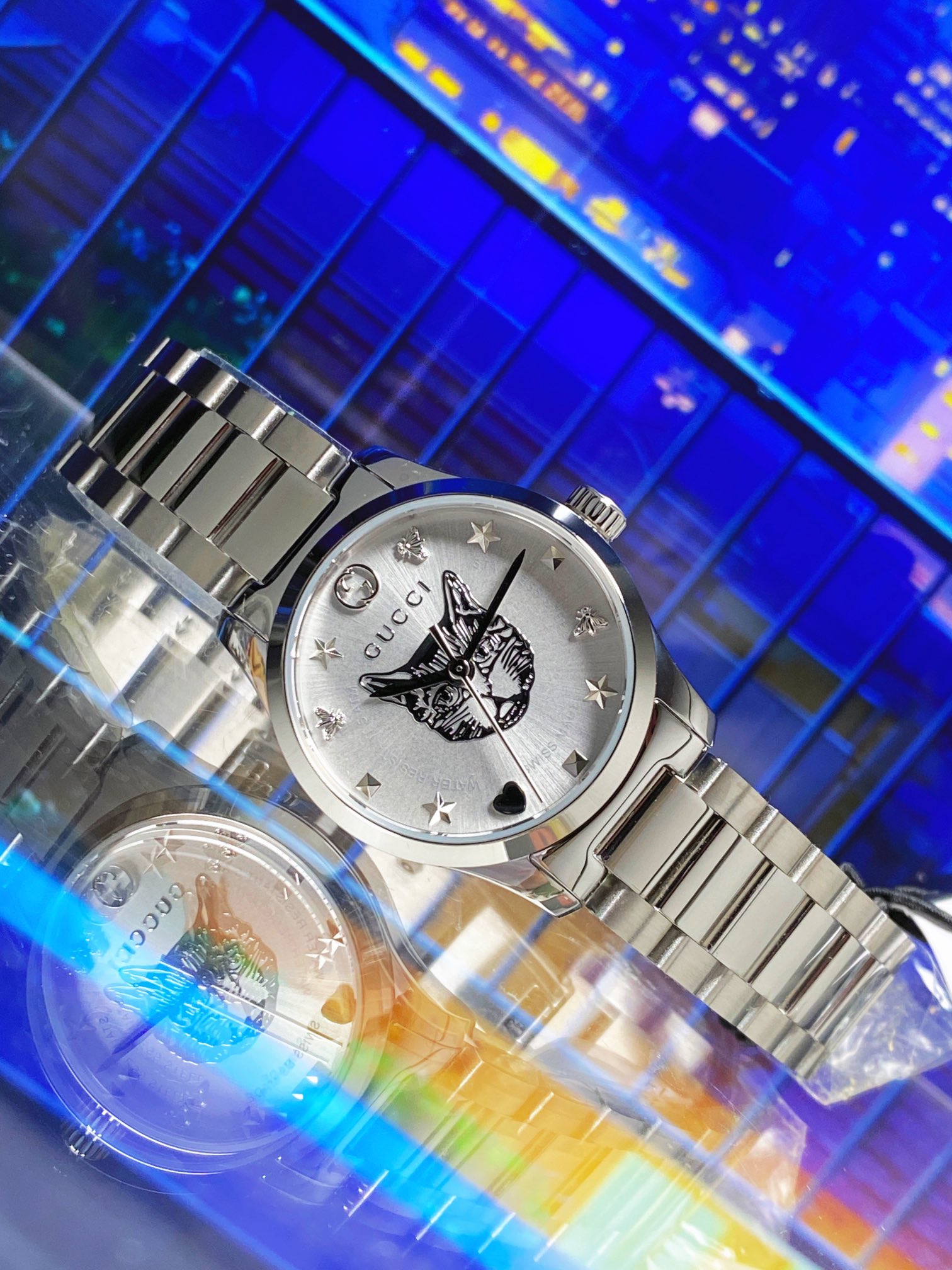 GUCCI Versión genuina, movimiento original importado, reloj de cuarzo con cabeza de gato para mujer, caja del…