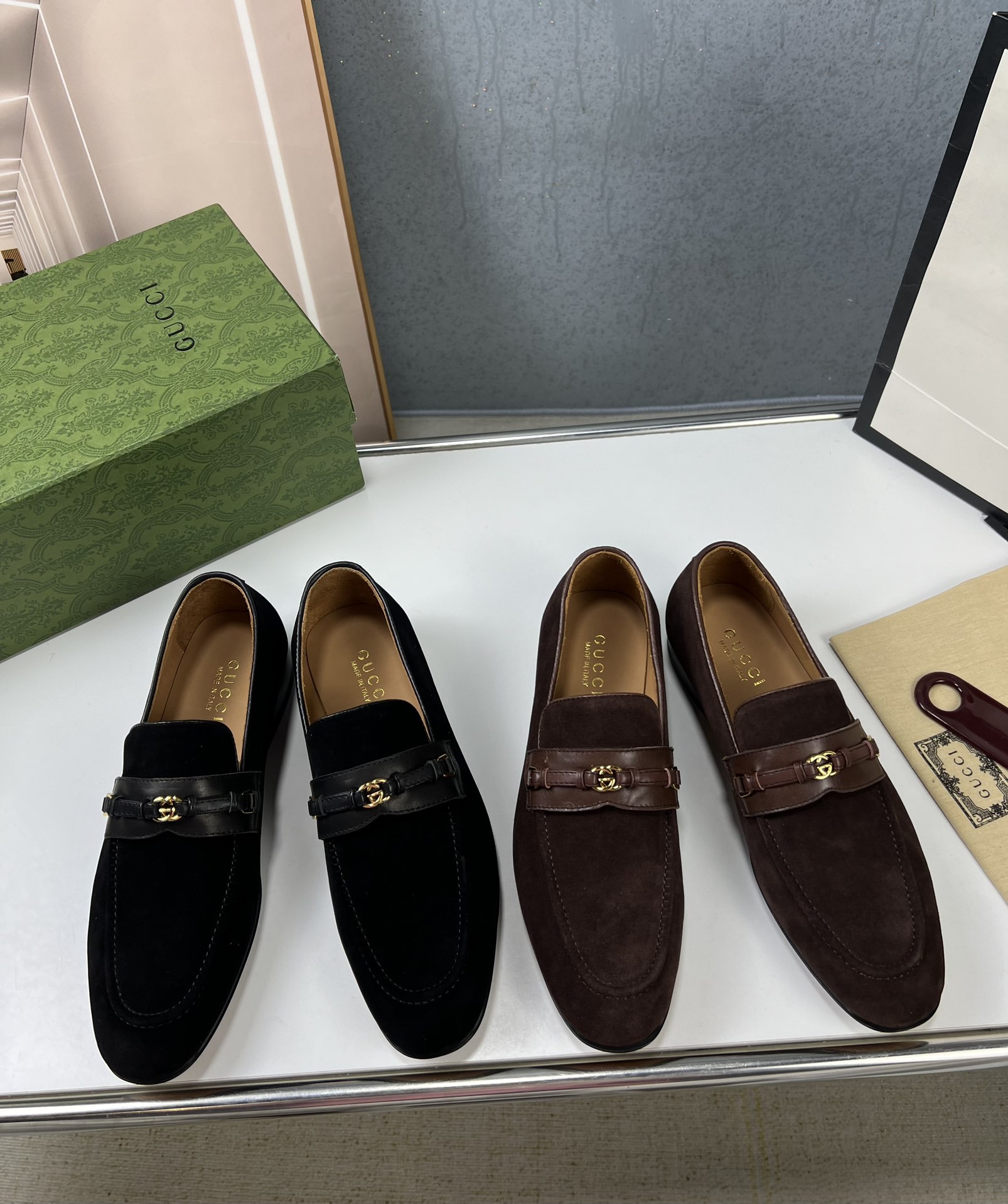 Fábrica productos originales, suela de cuero genuino🔱 ＧＵＣＣＩ——Gucci. Zapatos casual business de piel para hombre, produ…