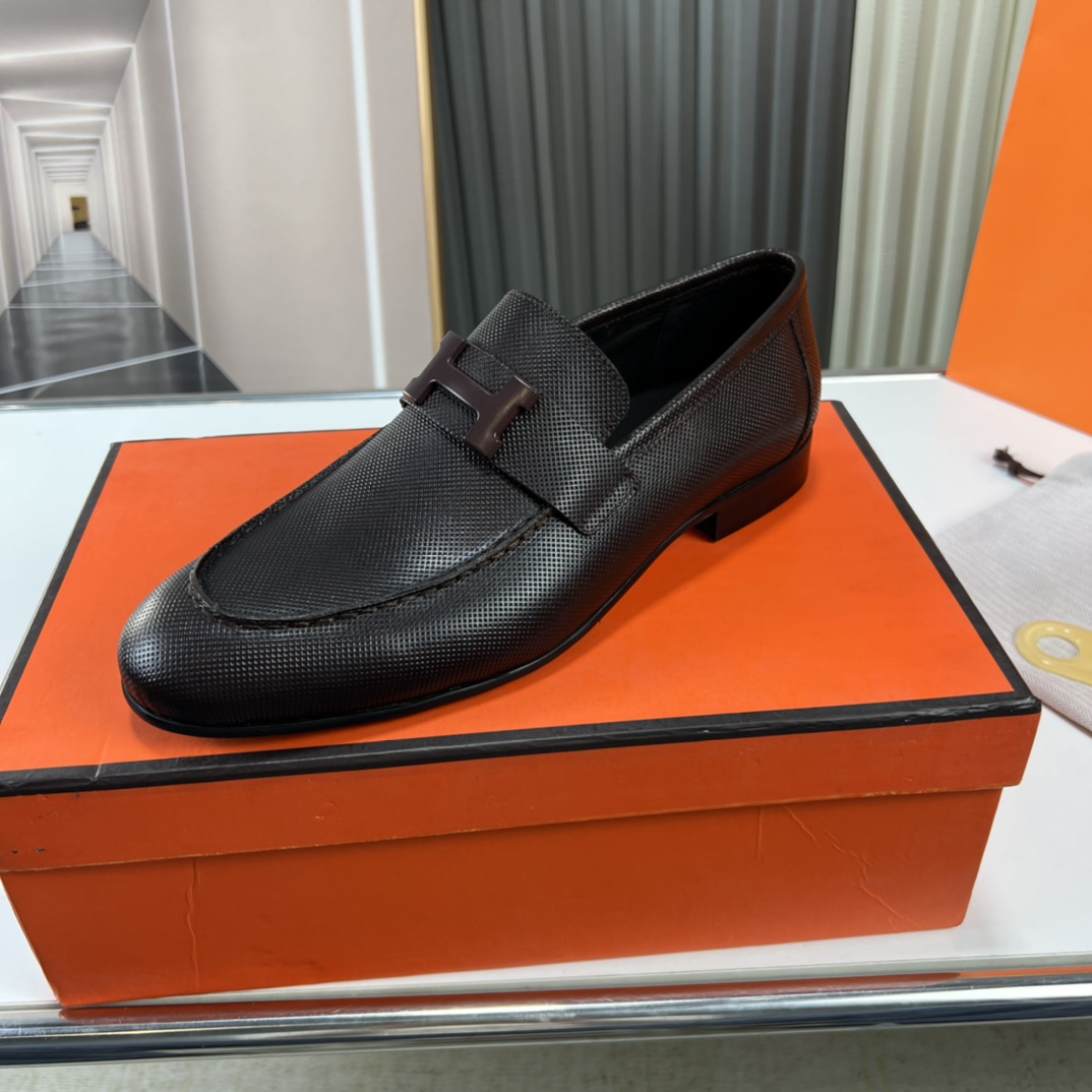 Fábrica Hermès: zapatos de cuero informales de negocios para hombres, todos hechos de cuero de marca original importado…